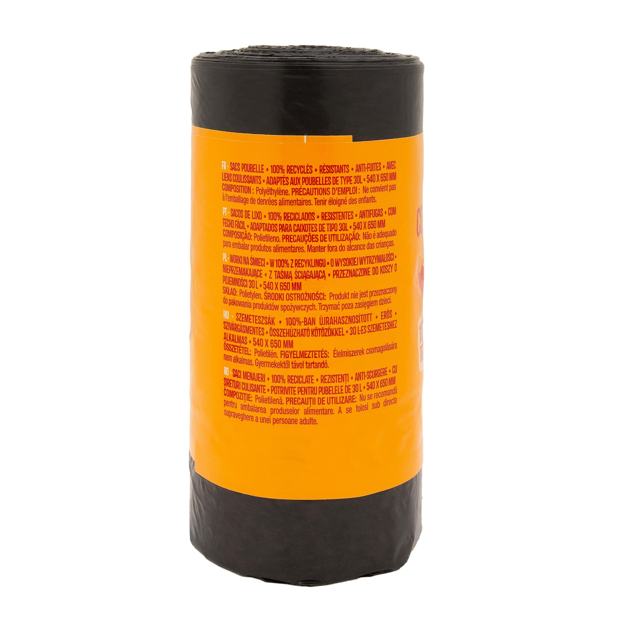 Voir la diapositive 2 : AUCHAN Sacs poubelle à liens coulissants 30L 20 sacs