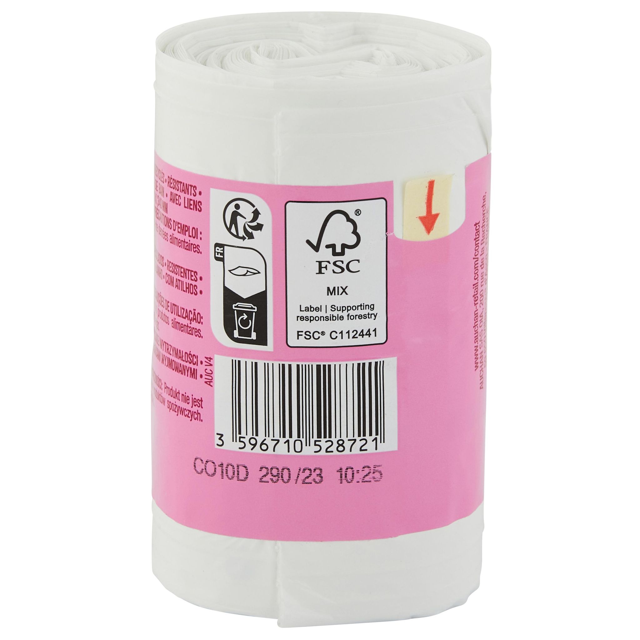 Voir la diapositive 3 : AUCHAN Sacs poubelle à liens détachables salle de bains 5L 40 sacs