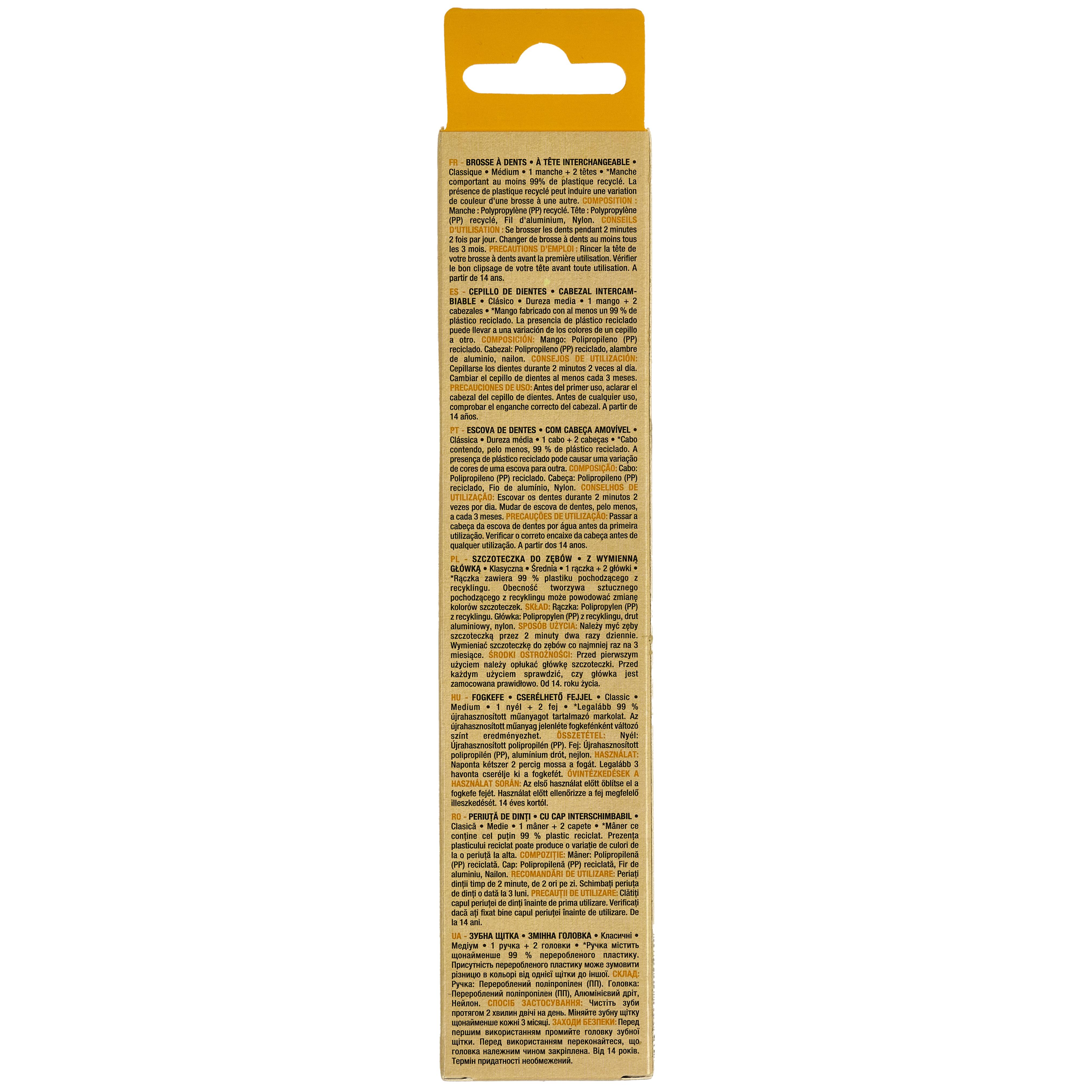 Voir la diapositive 2 : AUCHAN Brosse à dents à tête interchangeable classique 1 manche + 2 têtes