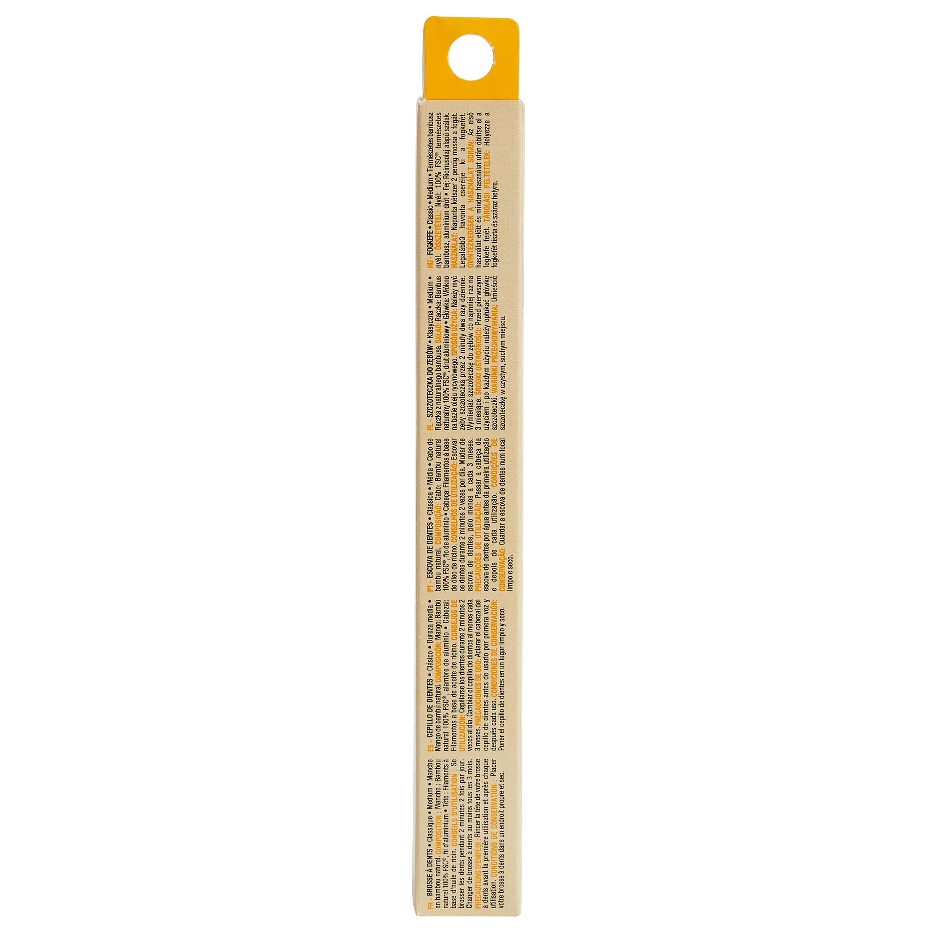 Voir la diapositive 2 : AUCHAN Brosse à dents classique medium en bambou 1 brosse