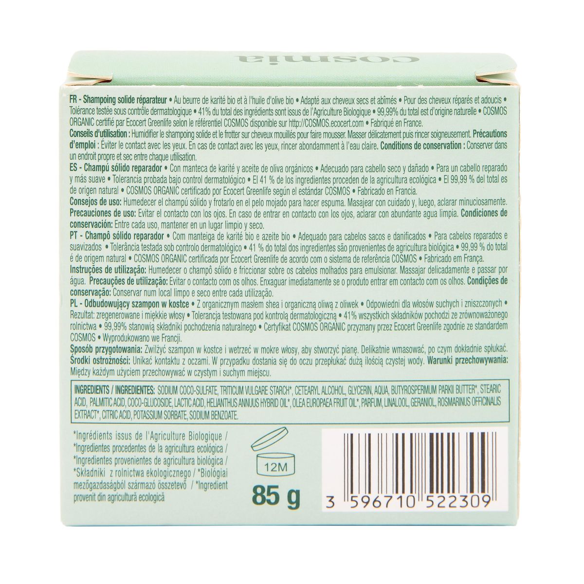 COSMIA Shampoing solide bio 85g