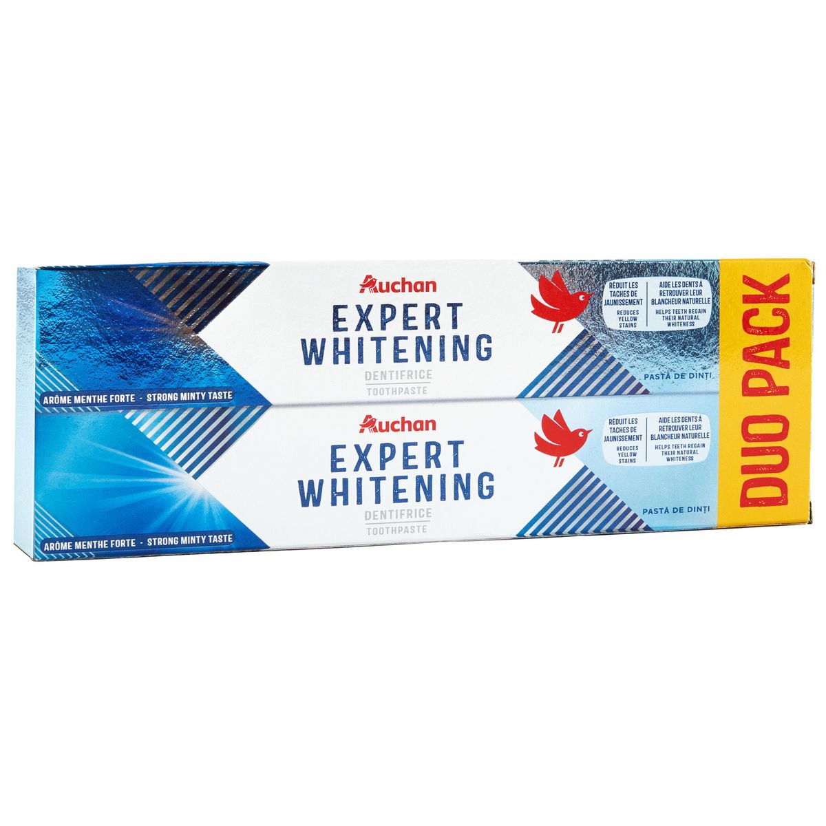 AUCHAN Dentifrice expert blancheur intense 2x75ml