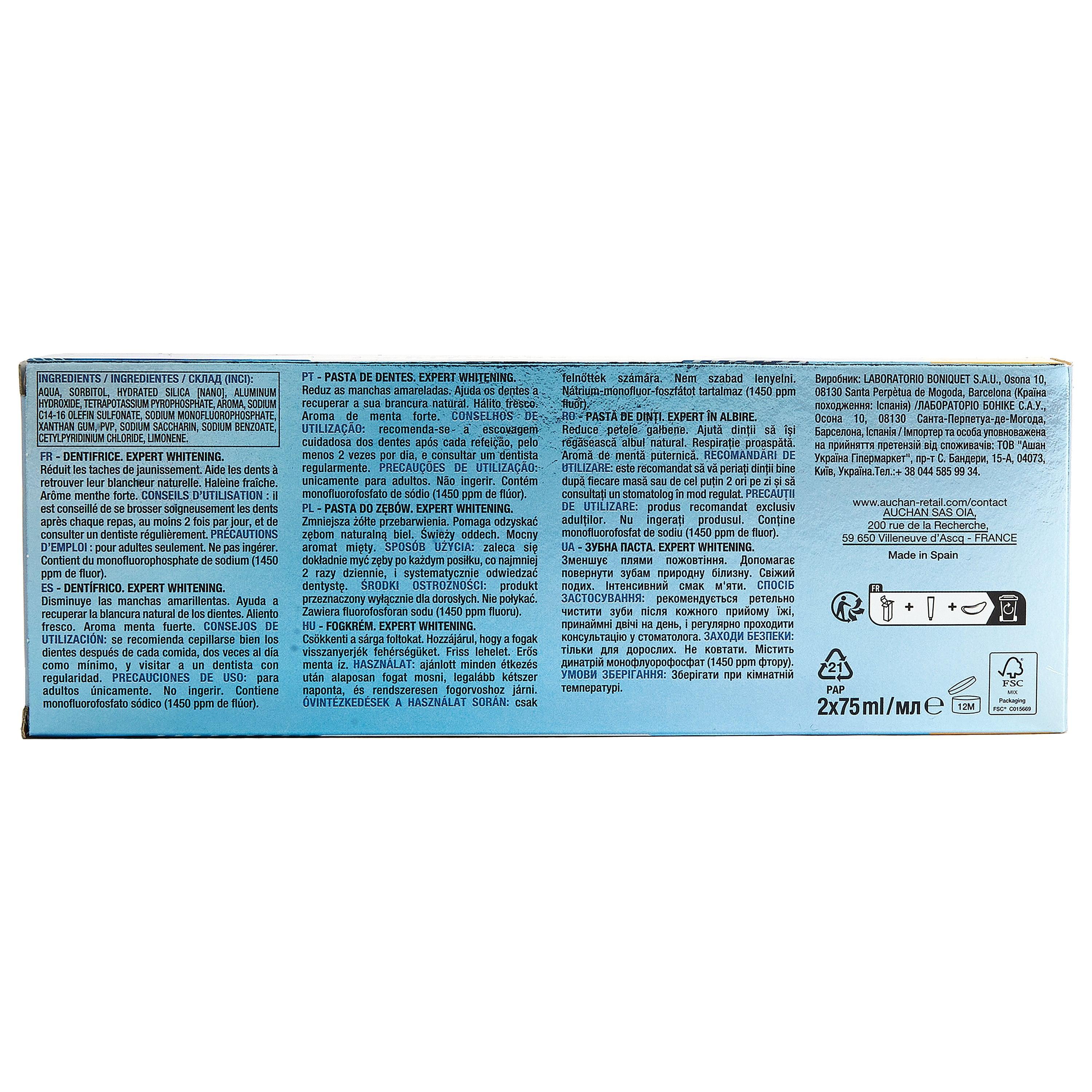 Voir la diapositive 3 : AUCHAN Dentifrice expert blancheur intense 2x75ml