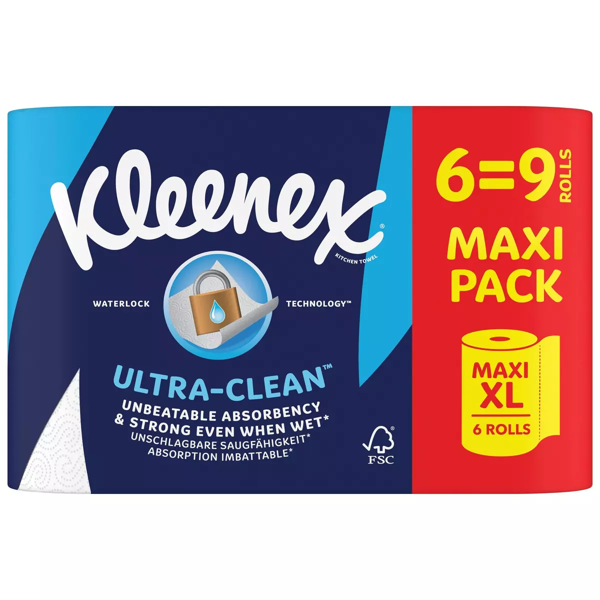 KLEENEX Essuie-tout ultra-clean 6=9 rouleaux