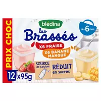 Dessert Mini lactés BLEDINA 6x55g Fraise - Dès 6 mois - Drive Z'eclerc