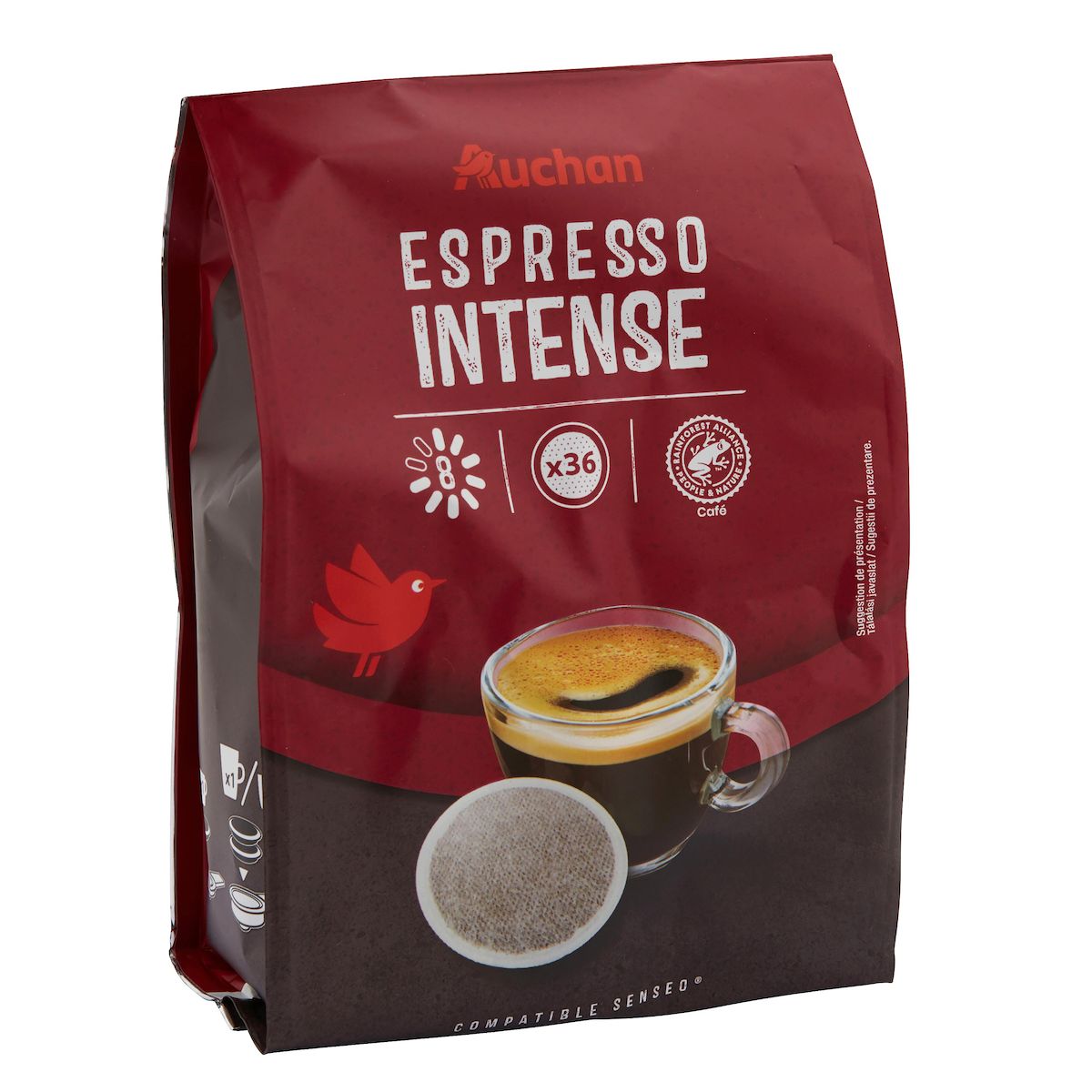 AUCHAN Dosettes de café espresso intense 36 dosettes 250g