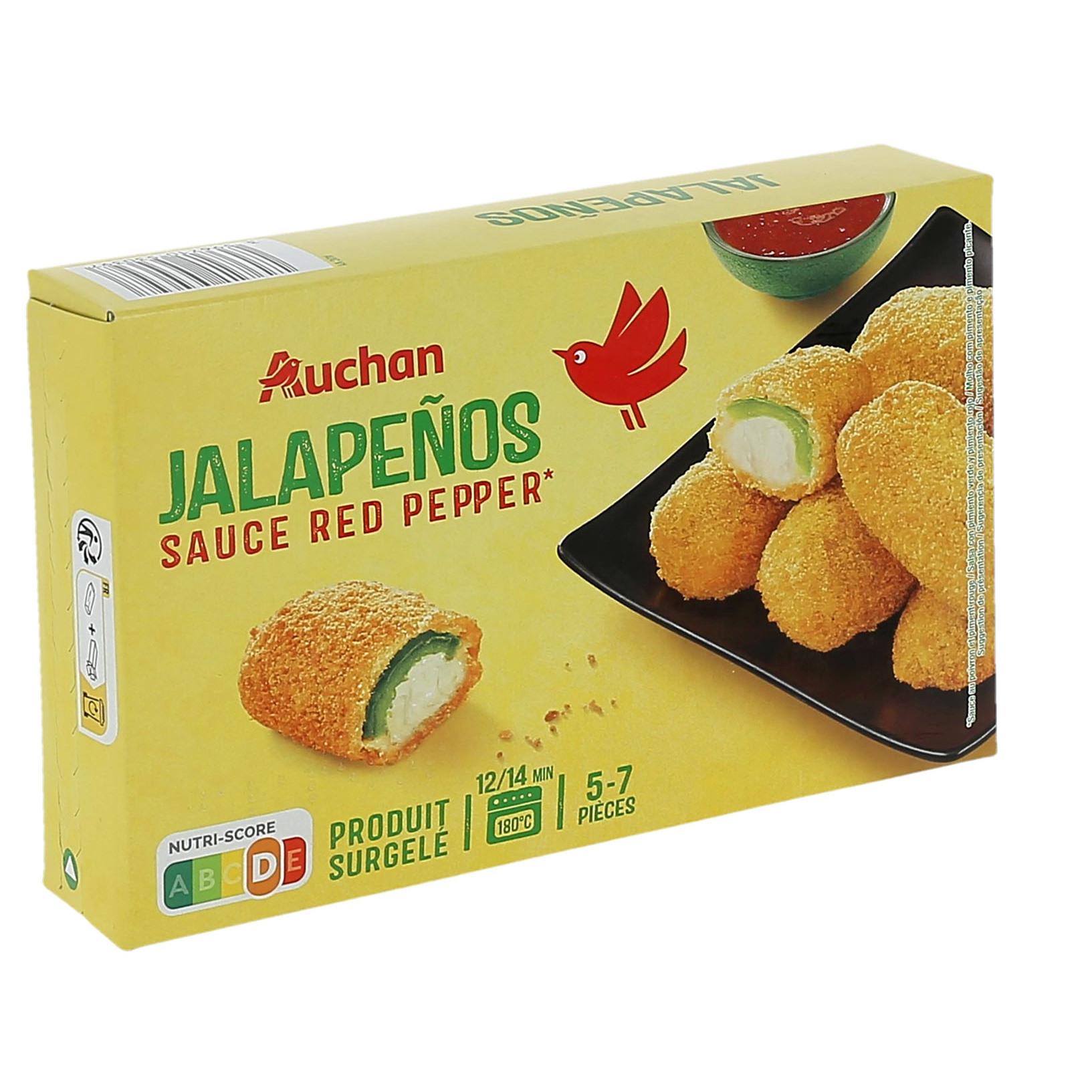 Voir la diapositive 2 : AUCHAN Jalapeños sauce red pepper 5-7 pièces 250g