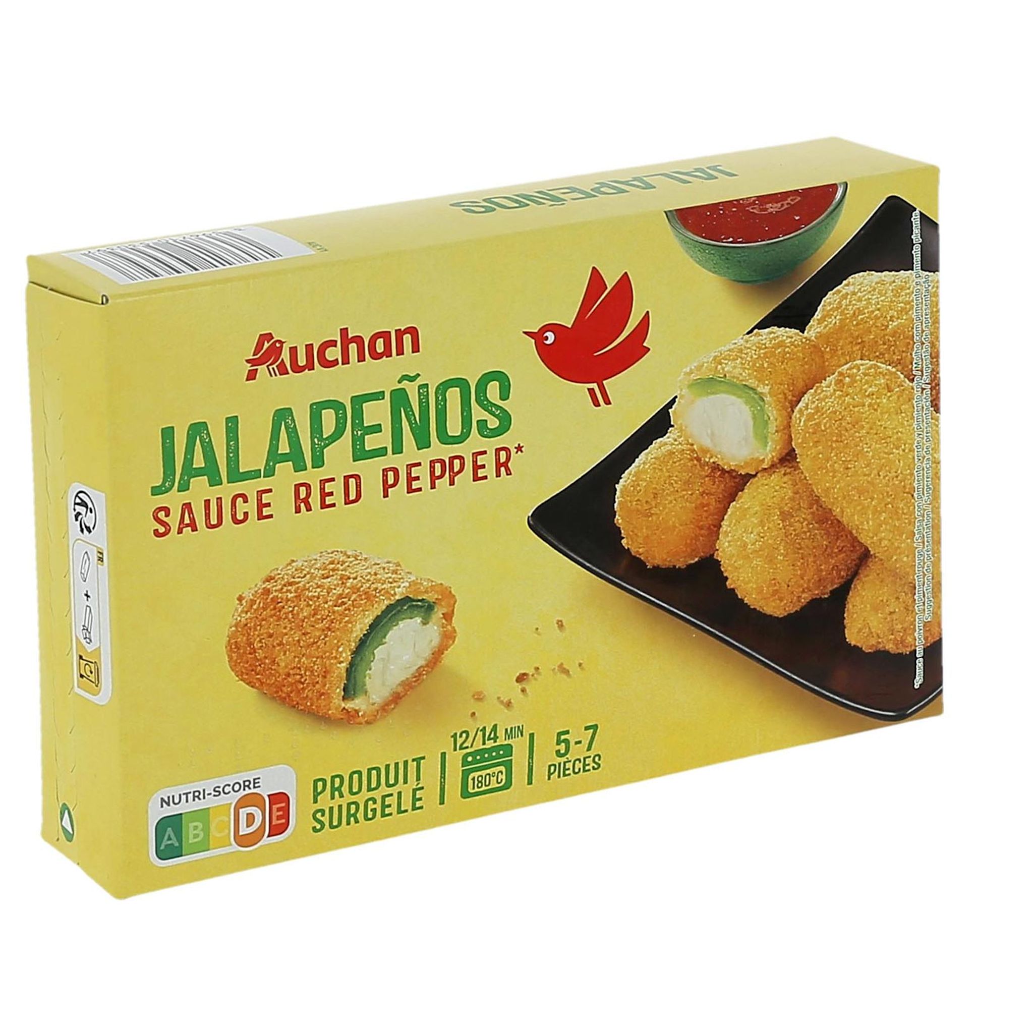 Voir la diapositive 2 : AUCHAN Jalapeños sauce red pepper 5-7 pièces 250g