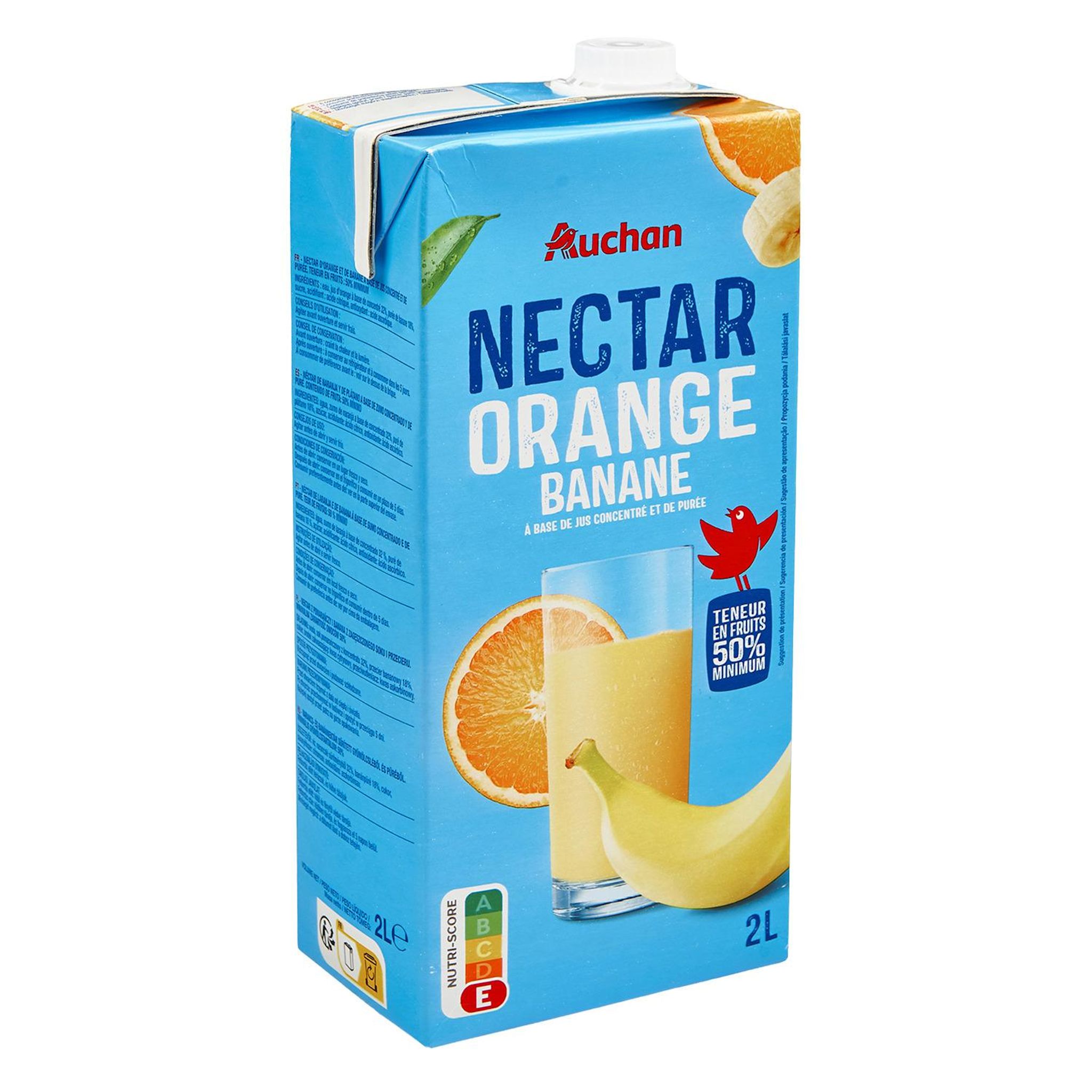 Voir la diapositive 2 : AUCHAN Nectar orange banane 2l
