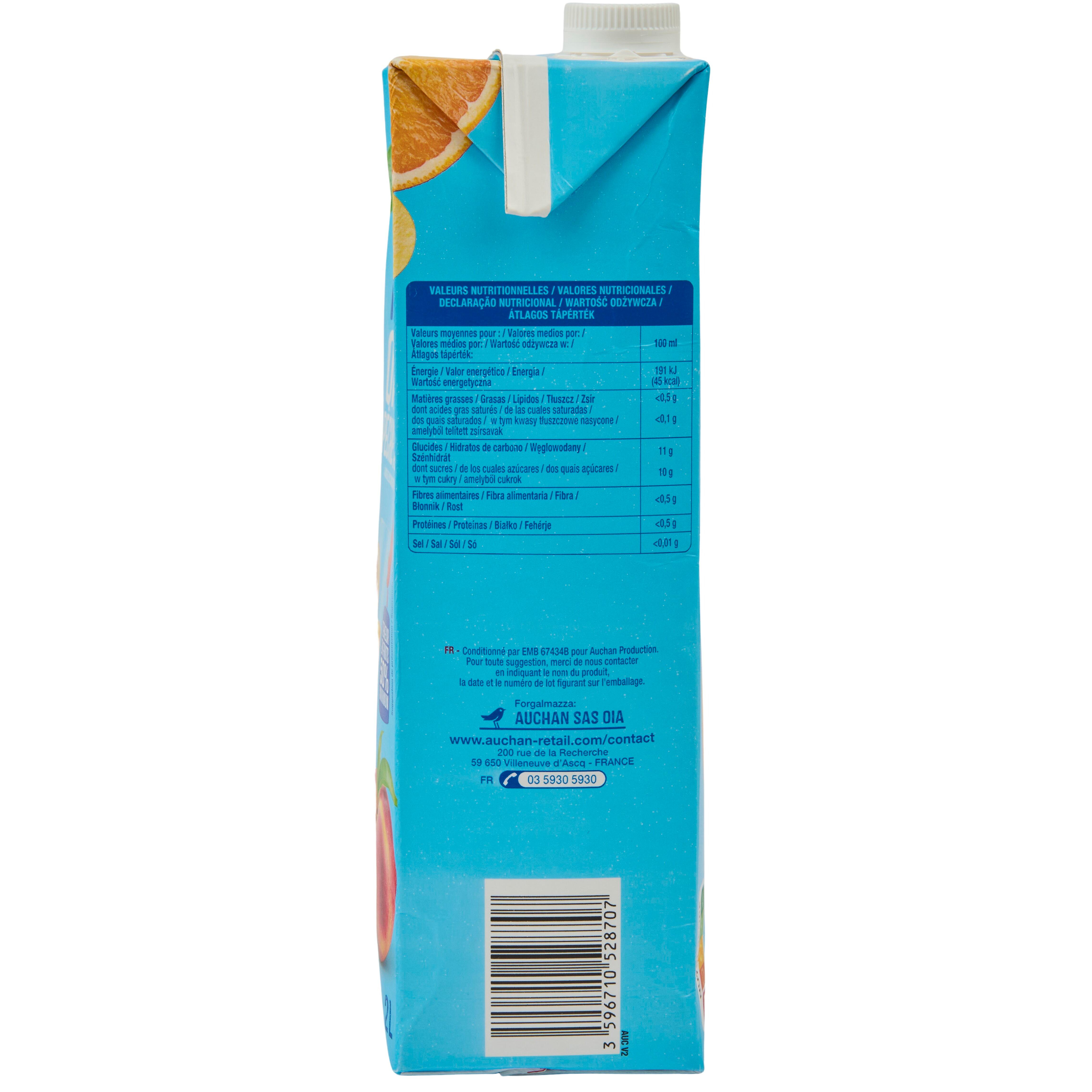 Voir la diapositive 2 : AUCHAN Nectar orange pêche abricot 2l