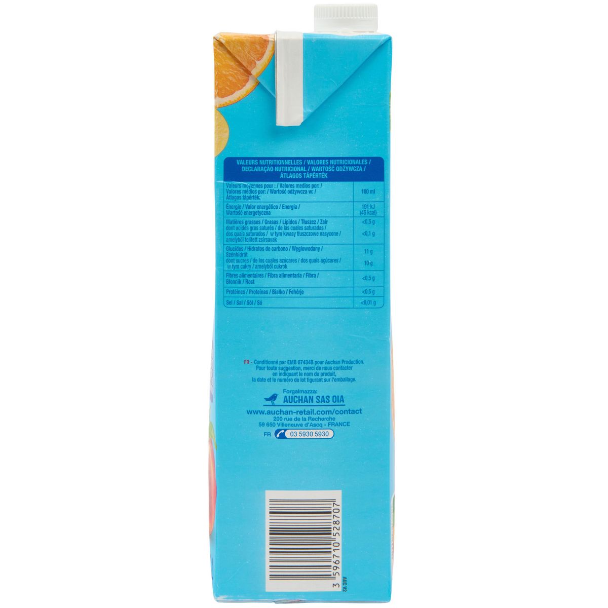 AUCHAN Nectar orange pêche abricot 2l