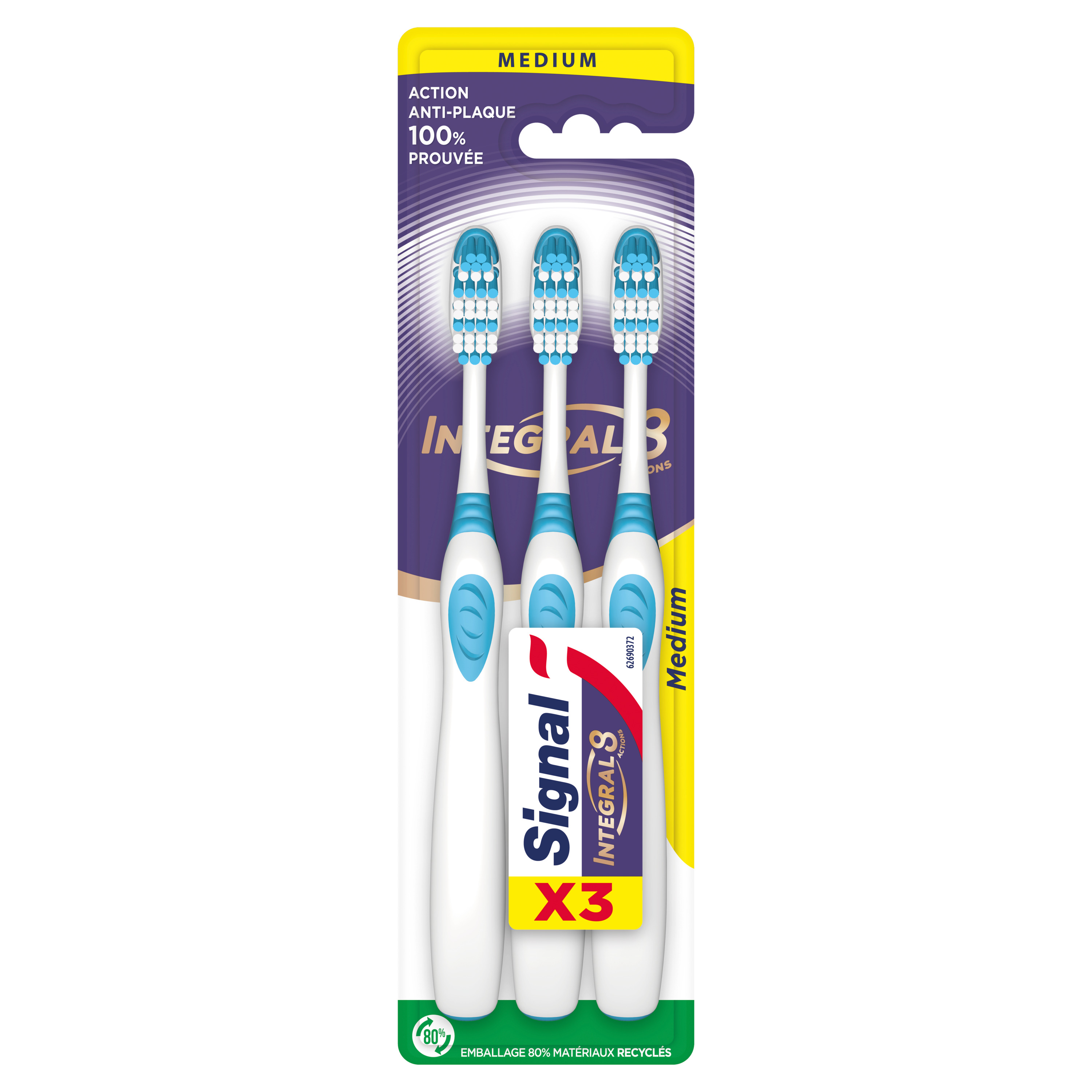 Voir la diapositive 2 : SIGNAL Integral 8 Brosse à dents medium 3 brosses à dents