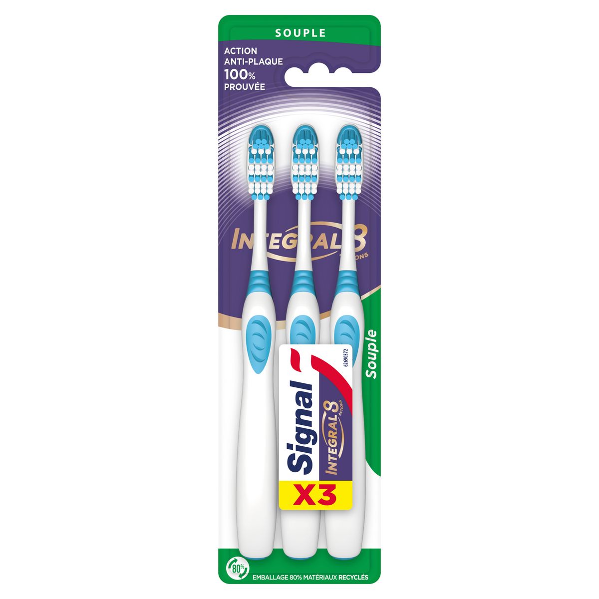 SIGNAL Integral 8 brosses à dents souple 3 brosses