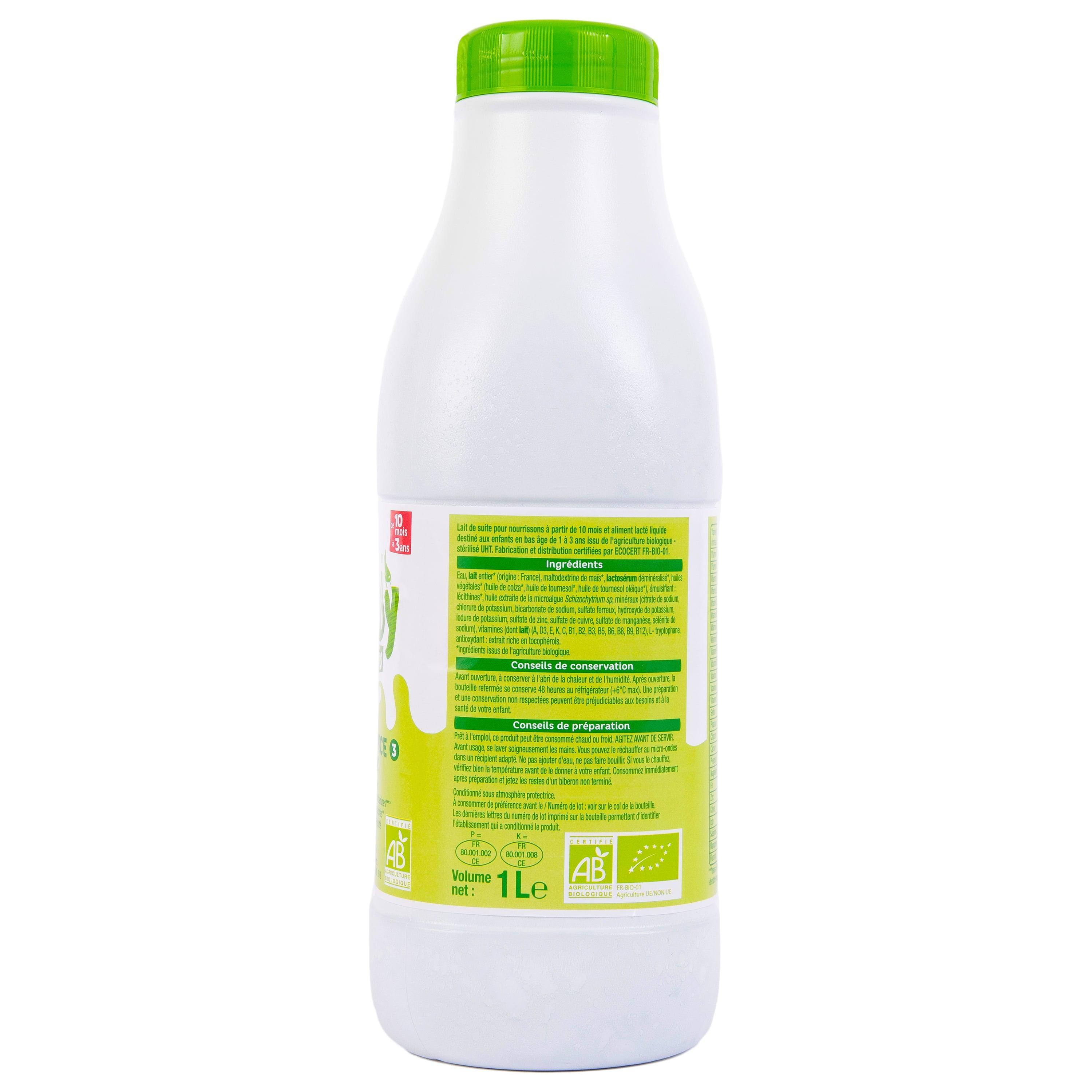 Voir la diapositive 4 : AUCHAN BABY BIO Lait de croissance liquide 3 dès 10 mois 6x1l