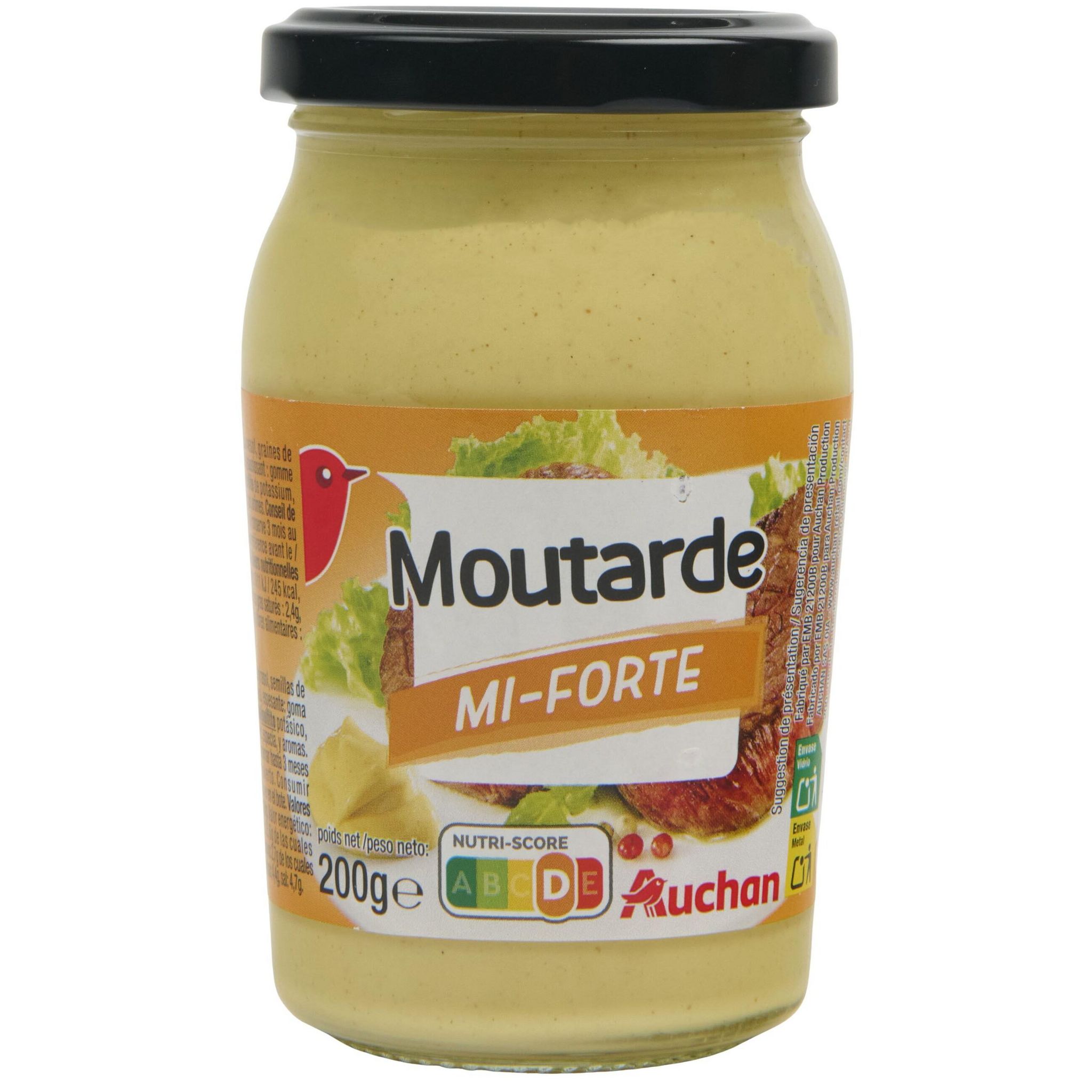 AUCHAN Moutarde mi-forte bocal 200g pas cher - Auchan.fr