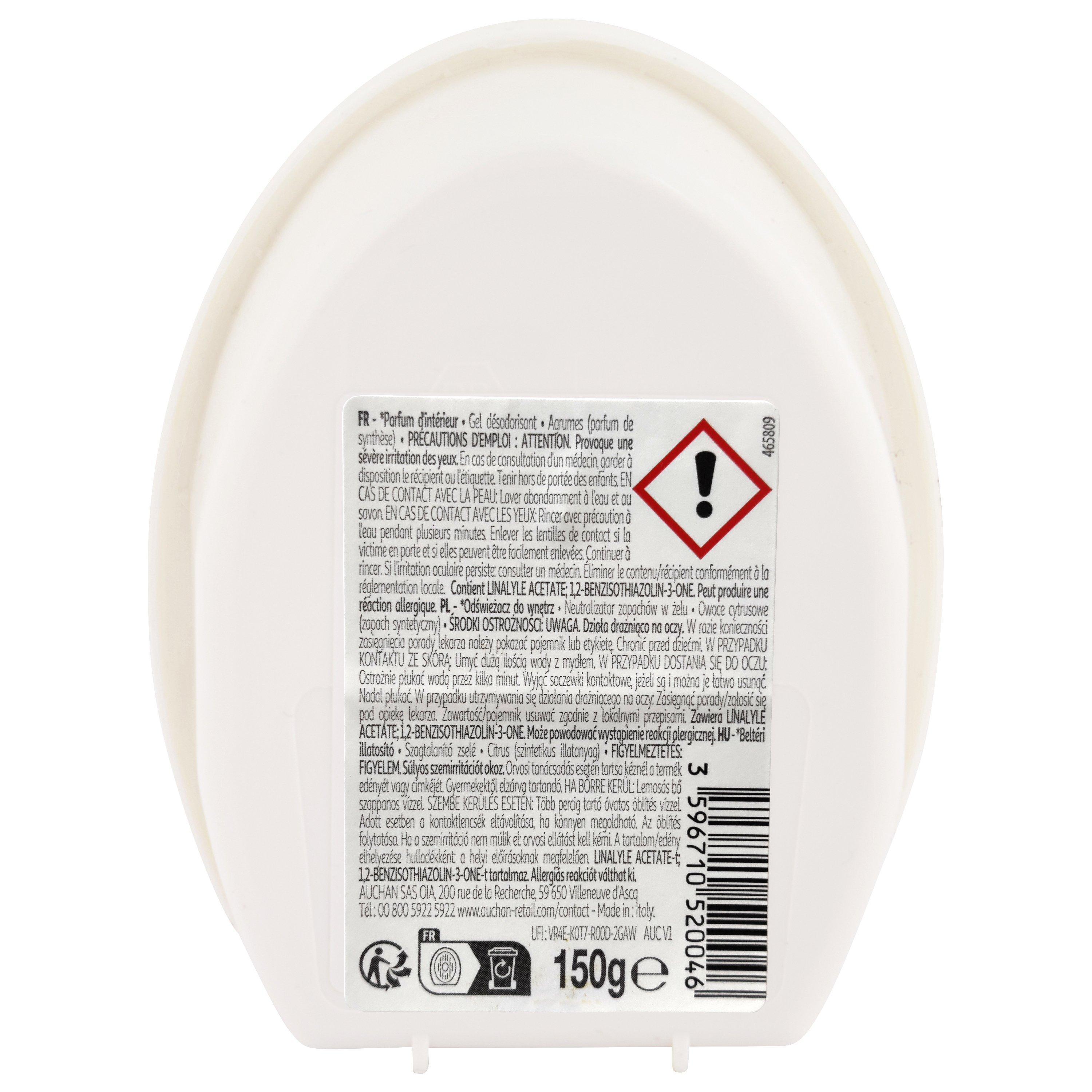 Voir la diapositive 2 : AUCHAN Gel désodorisant agrumes 150g