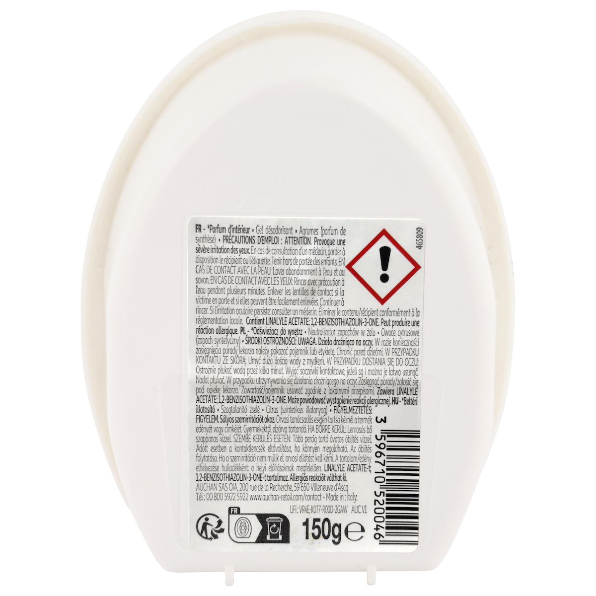 AUCHAN Gel désodorisant agrumes 150g