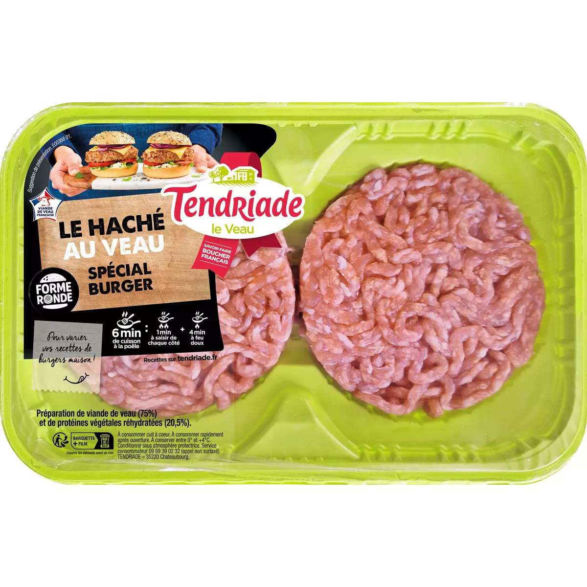 TENDRIADE Haché de veau spécial burger 2x100g