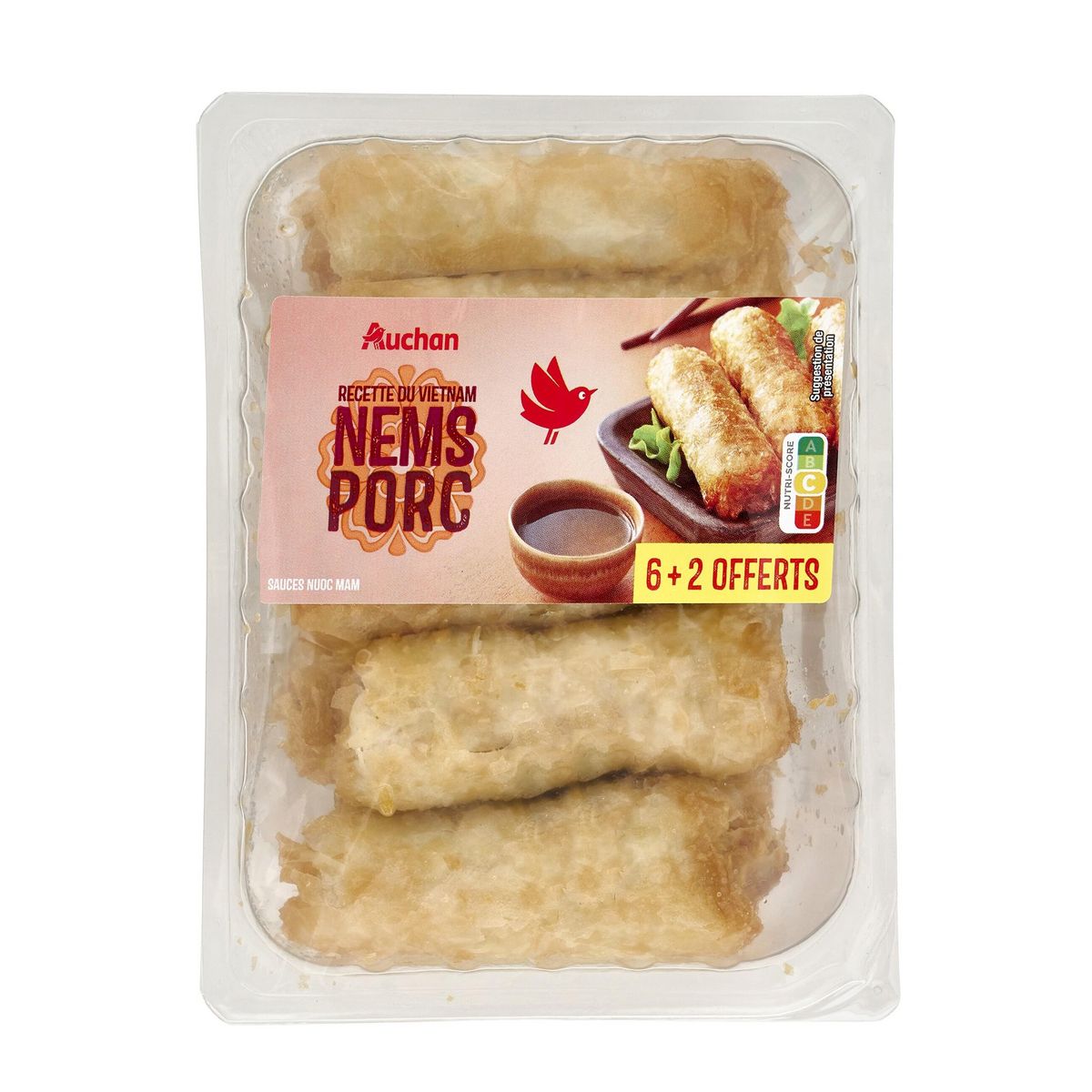 AUCHAN Nems de porc sauce nuoc mam 6+2 offerts 580g