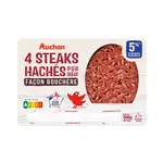 AUCHAN Steaks hachés pur bœuf façon bouchère 5%MG 4x125g