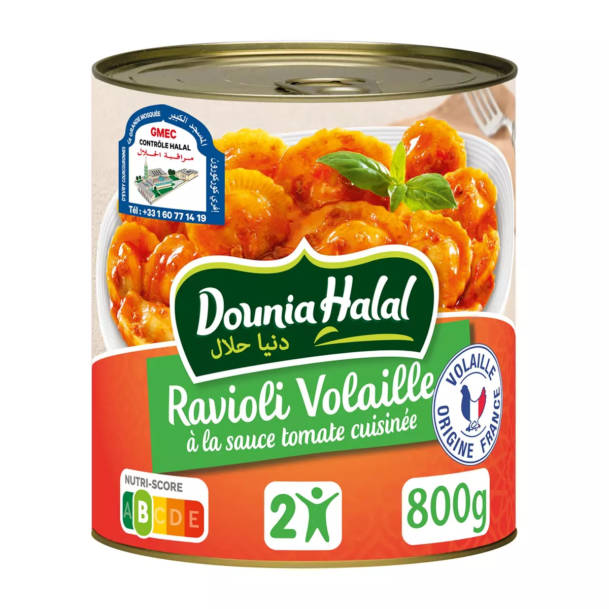 DOUNIA HALAL Ravioli volaille à la sauce tomate cuisinée 800g