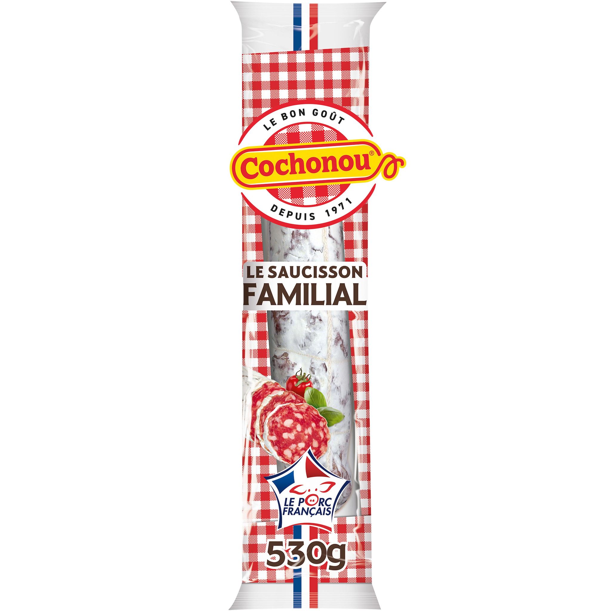 Voir la diapositive 2 : COCHONOU Saucisson sec familial pur porc 530g