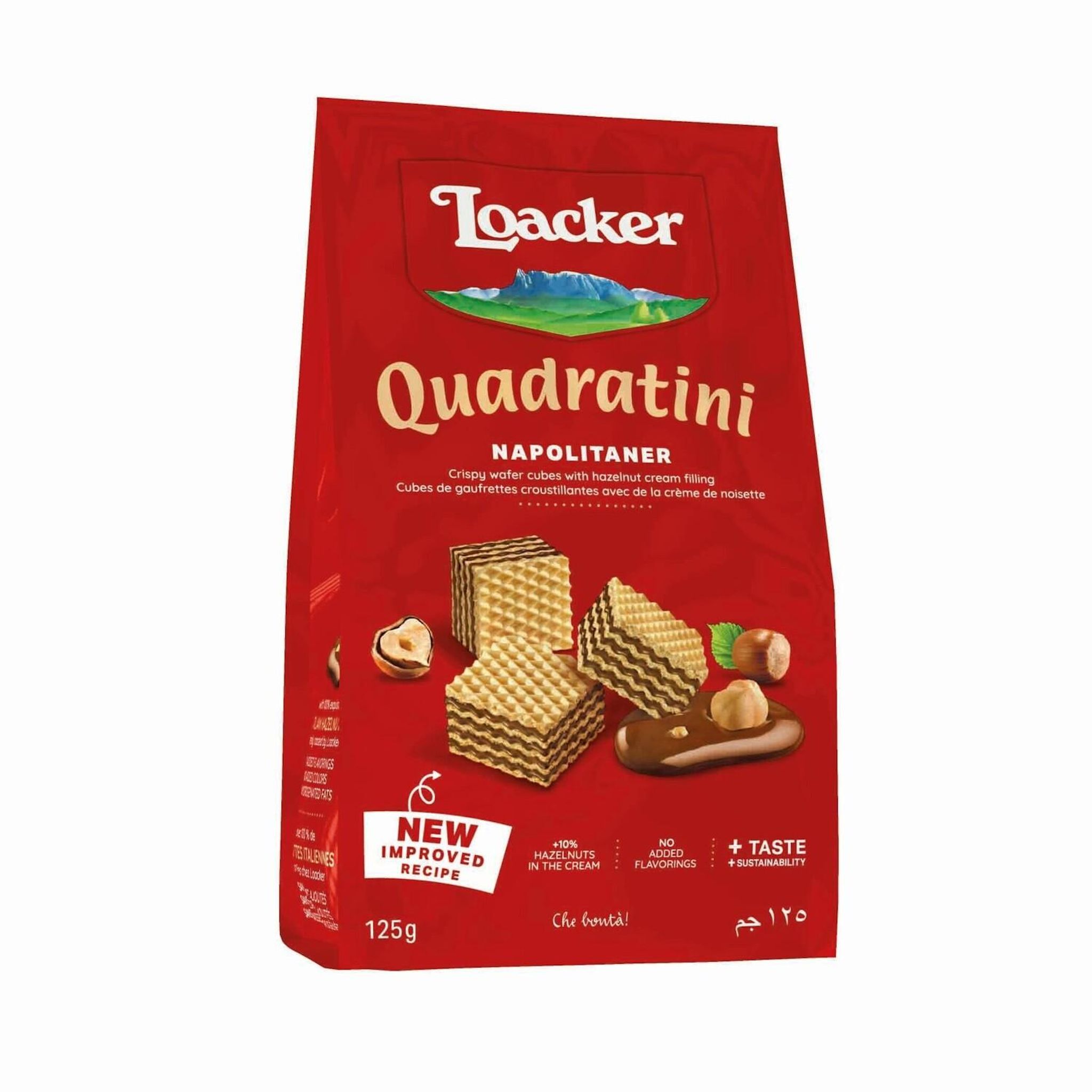 LOACKER Gaufrettes croustillantes quadratini fourrées à la crème de noisette 125g