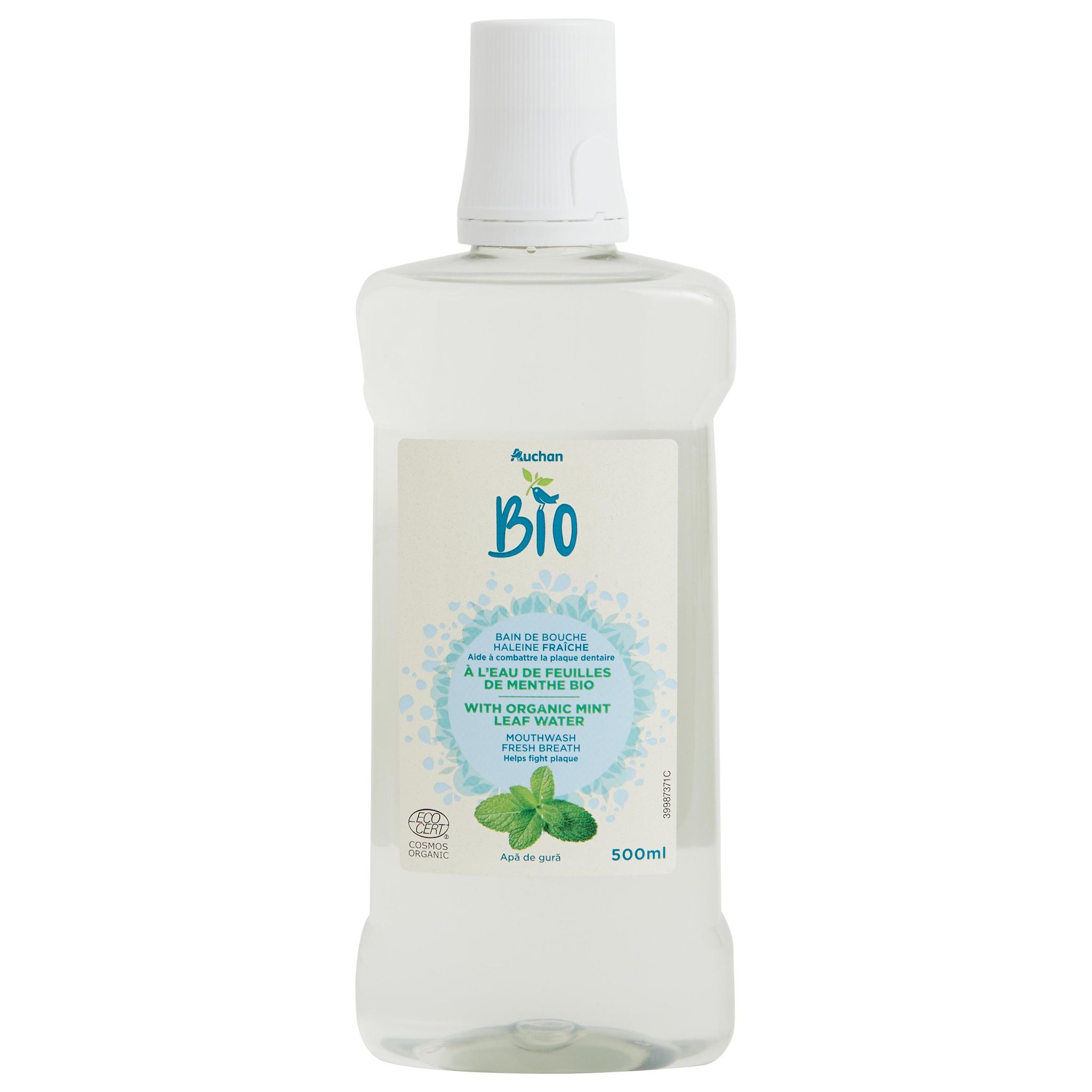 Voir la diapositive 2 : AUCHAN BIO Bain de bouche haleine fraîche de menthe 500ml