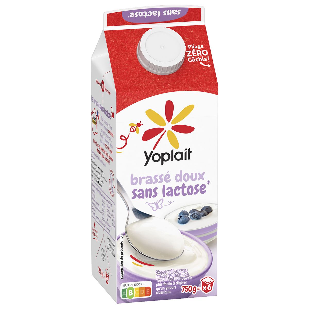 YOPLAIT Yaourt en brique nature sans lactose 750g