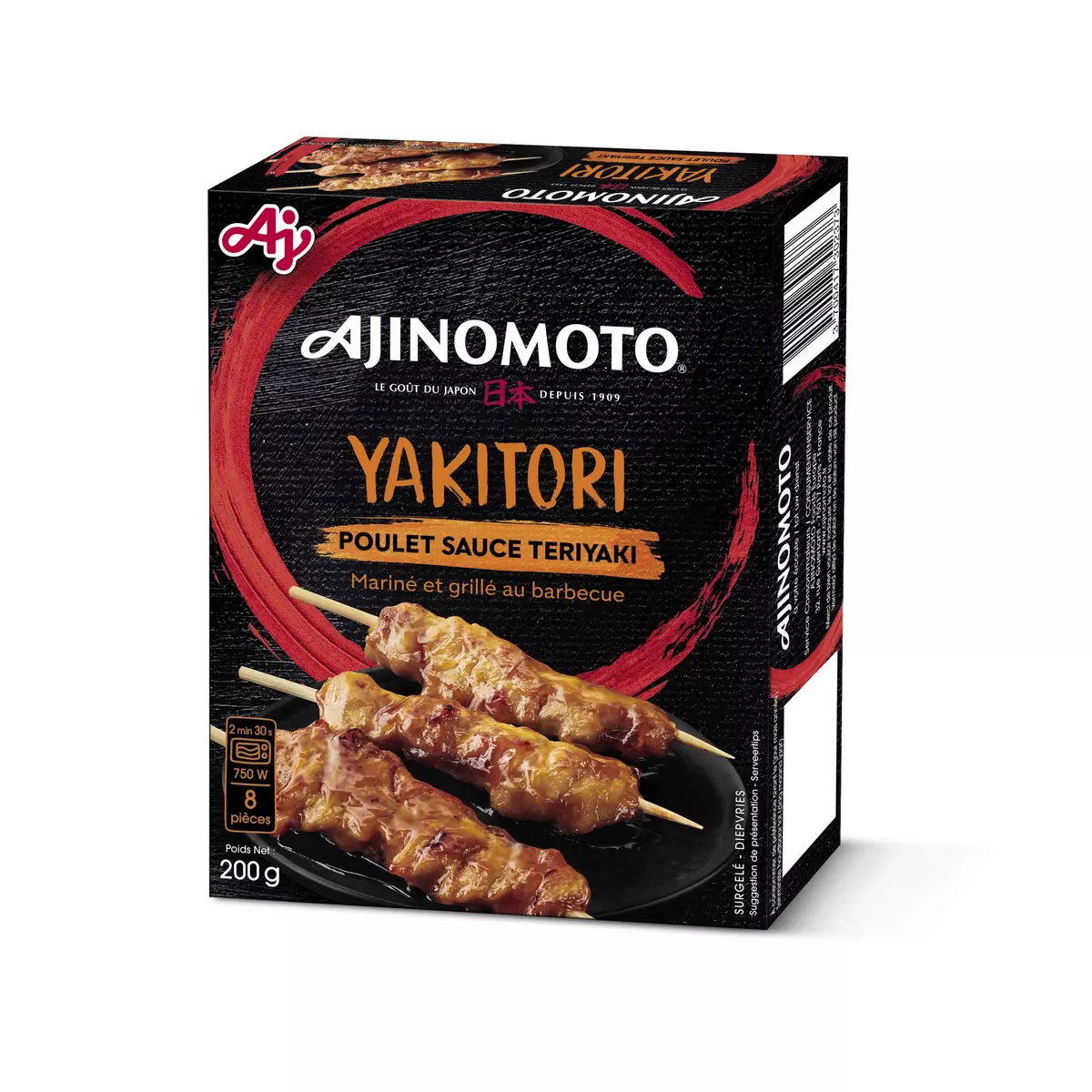 AJINOMOTO Yakitori brochettes de poulet sauce teriyaki 8 pièces 200g