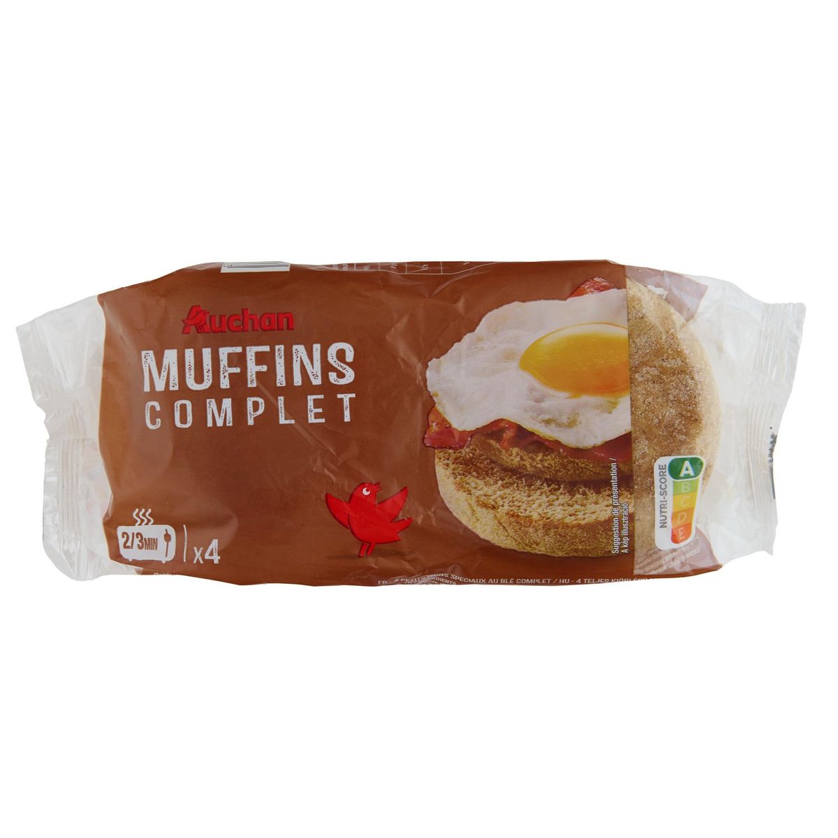 AUCHAN Muffins complets 4 pièces 250g