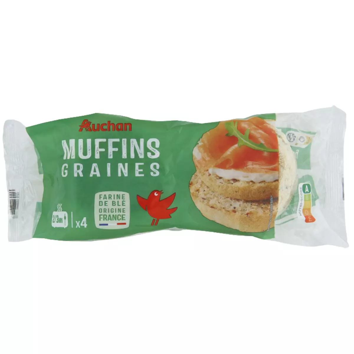AUCHAN Muffins aux graines 4 muffins 250g