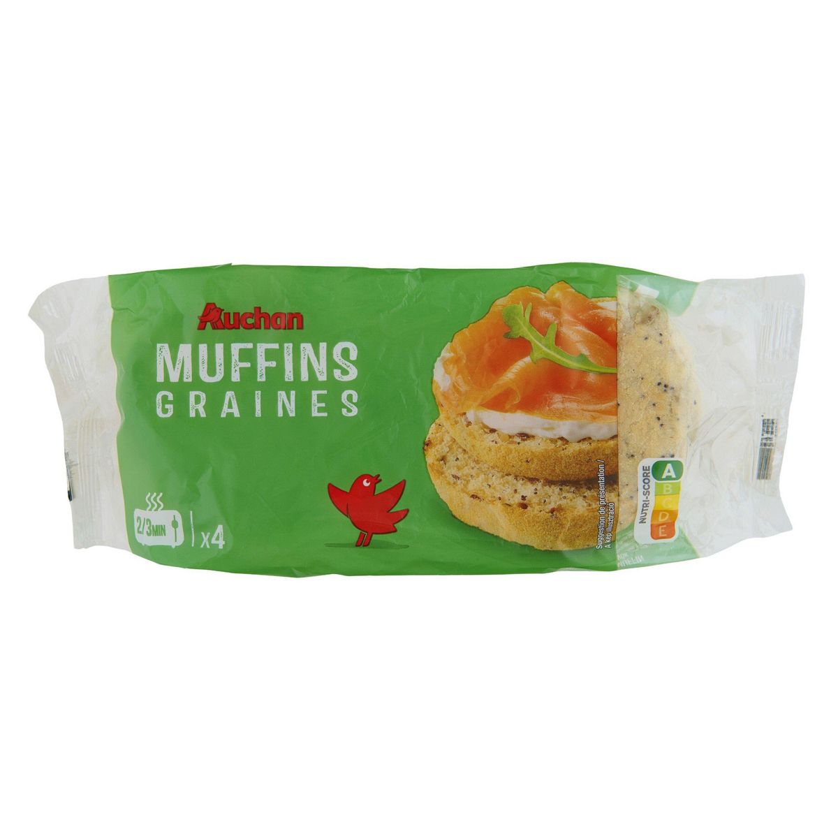 AUCHAN Muffins aux graines 4 pièces 250g