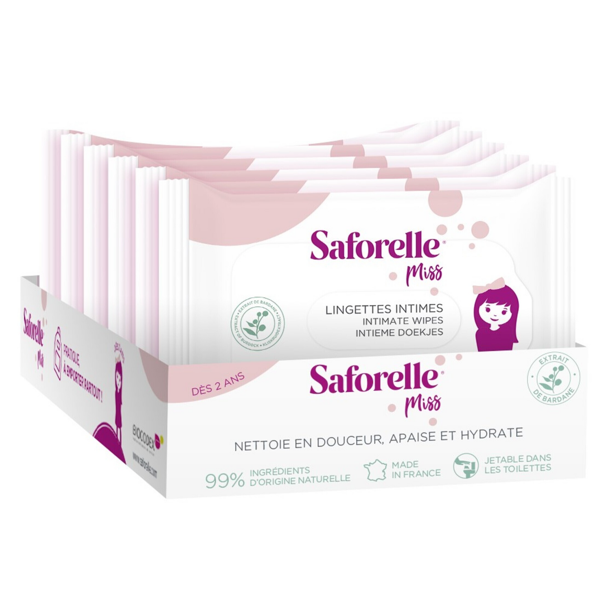 SAFORELLE Barquette de lingettes intimes 6x25 lingettes