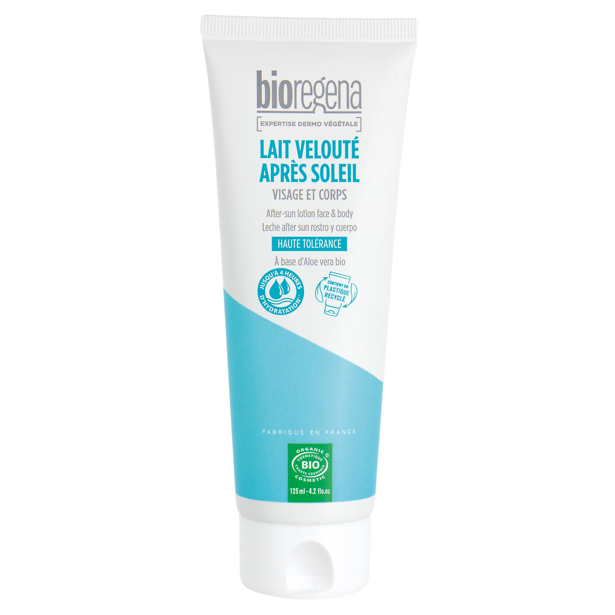 Voir la diapositive 2 : BIOREGENA Lait velouté après soleil visage et corps bio 125ml
