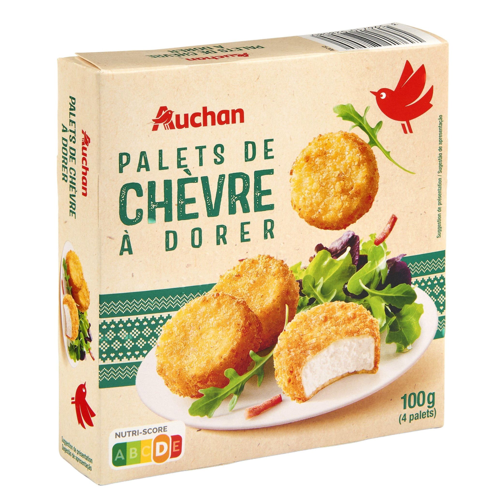 Voir la diapositive 2 : AUCHAN Palets de chèvre à dorer 4 pièces 100g