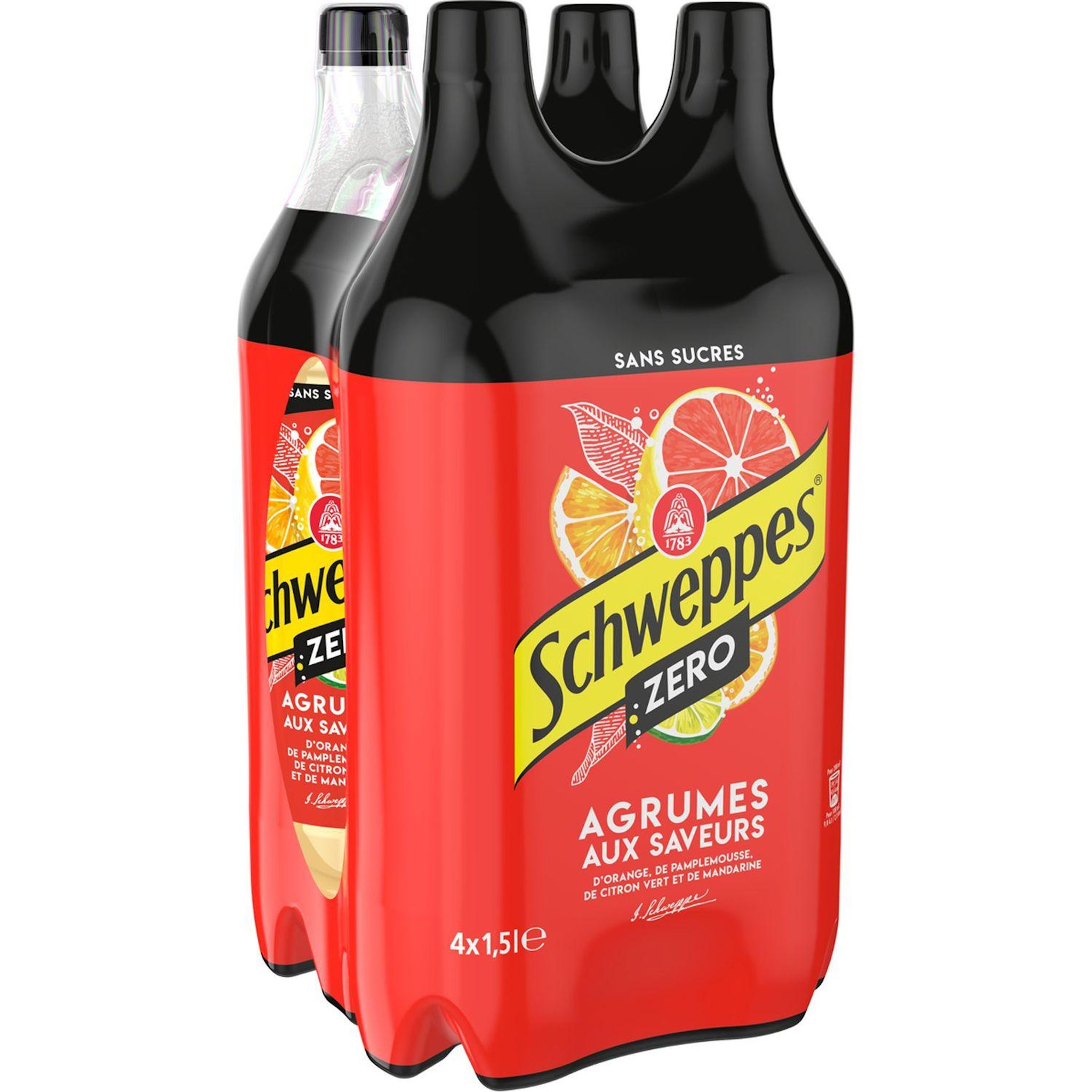 SCHWEPPES Boisson gazeuse saveur agrumes zéro 4x1.5l