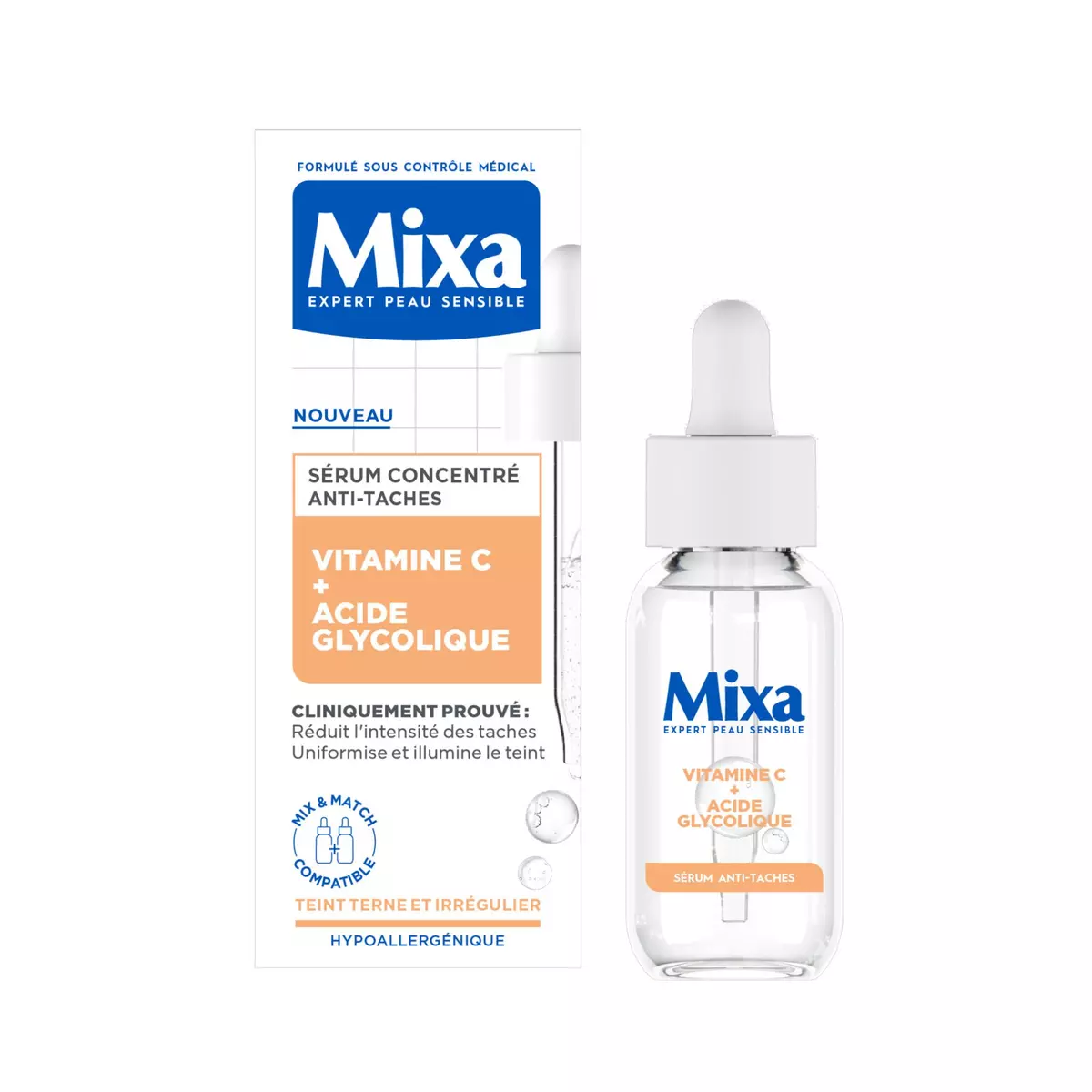 MIXA Sérum anti-taches vitamine C + acide glycolique 30ml