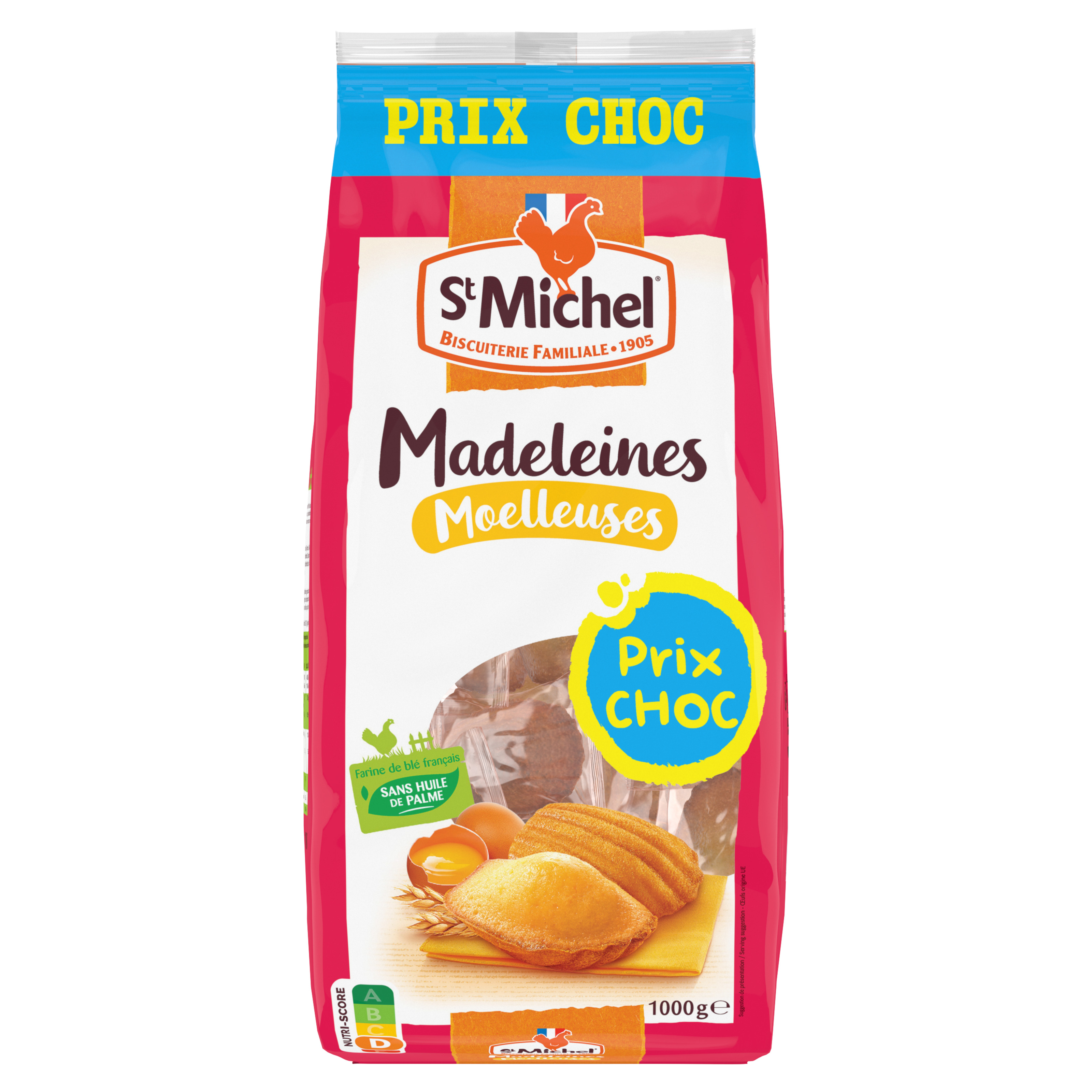 ST MICHEL Madeleines moelleuses sachets individuels 40 madeleines 1kg