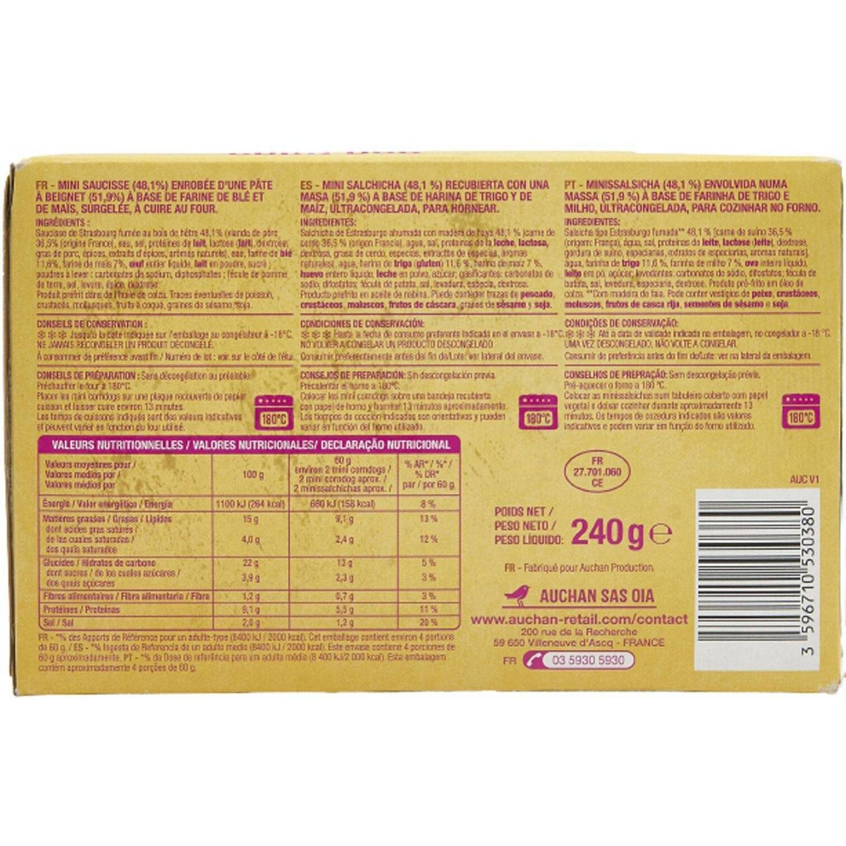 AUCHAN Mini Corn dog 240g