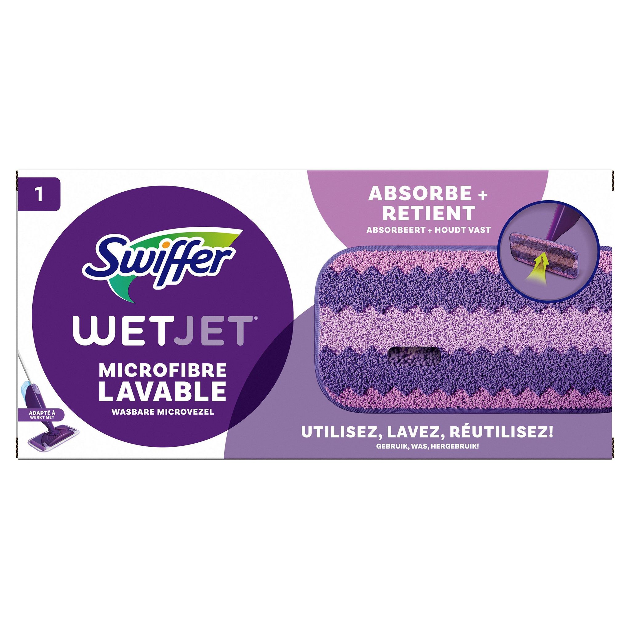 Voir la diapositive 2 : SWIFFER Wetjet Lingette microfibre lavable 1 pièce