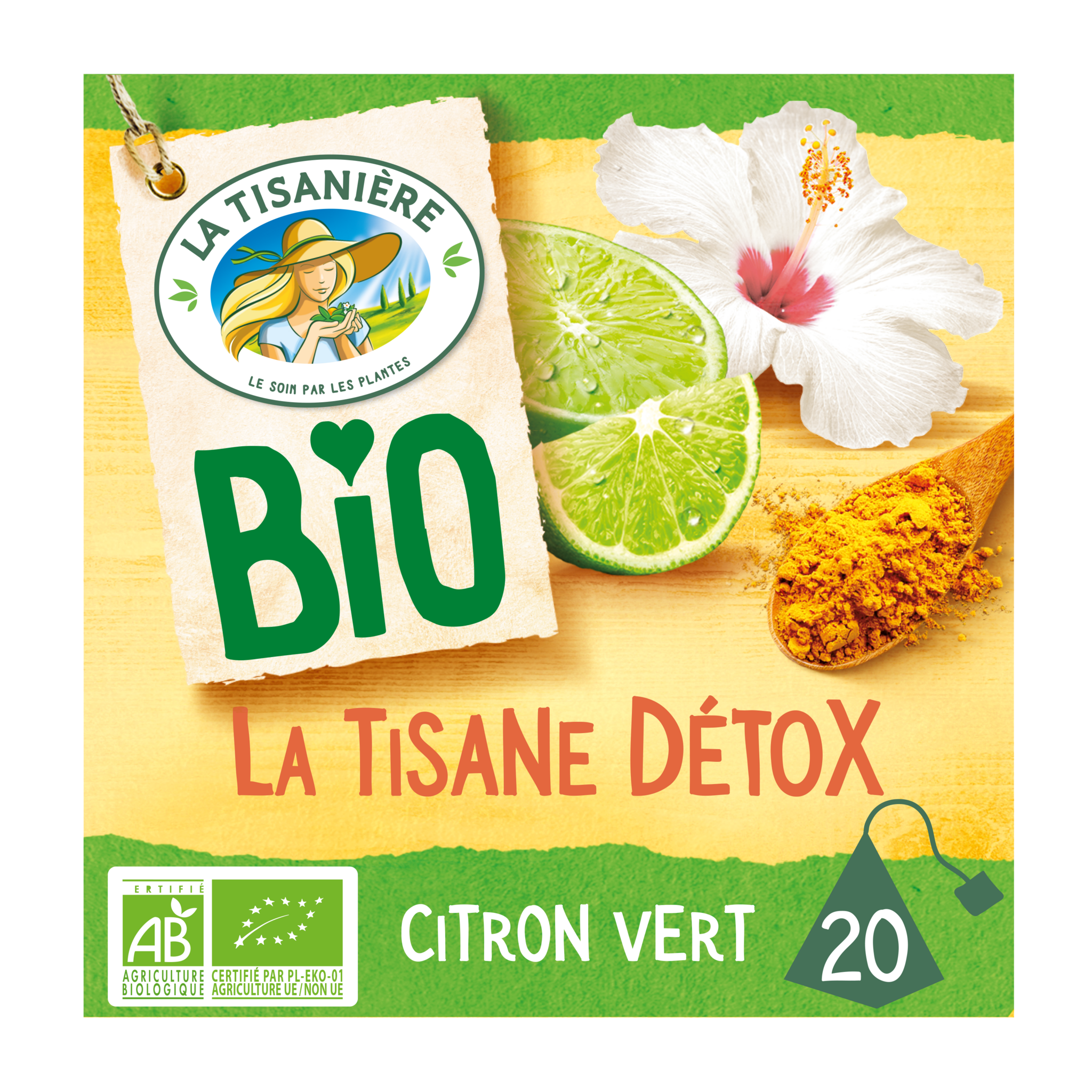 LA TISANIERE Tisane bio détox au citron vert 20 sachets 30g