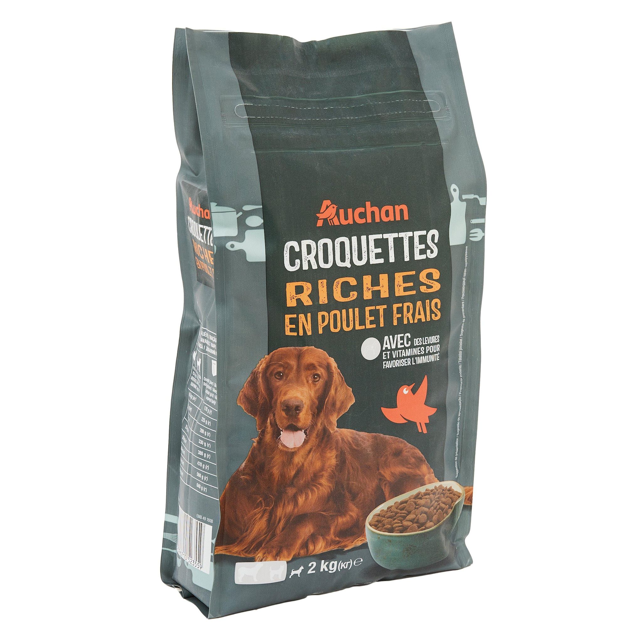 Voir la diapositive 3 : AUCHAN Croquettes riches en poulet frais pour moyen et grand chien 2kg