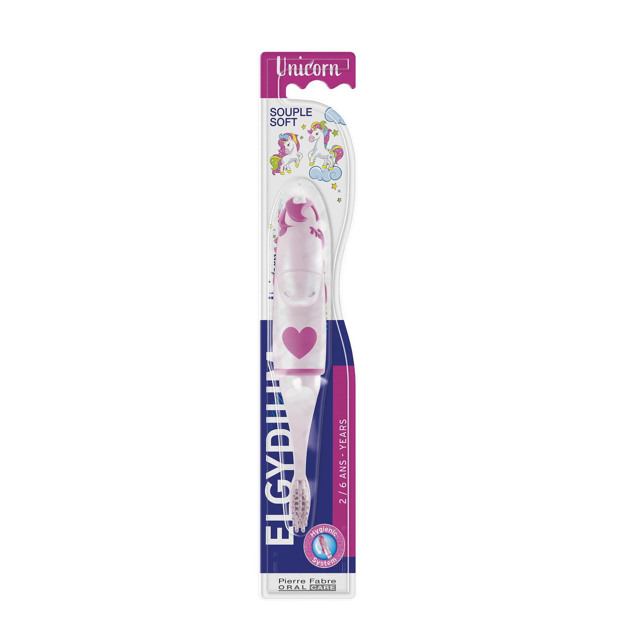 ELGYDIUM Brosse à dents enfants 2-6 ans licorne 1 brosse à dents