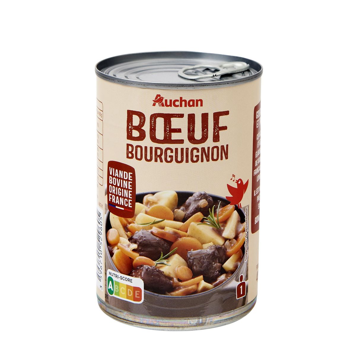 AUCHAN Boeuf bourguignon 1 portion 400g