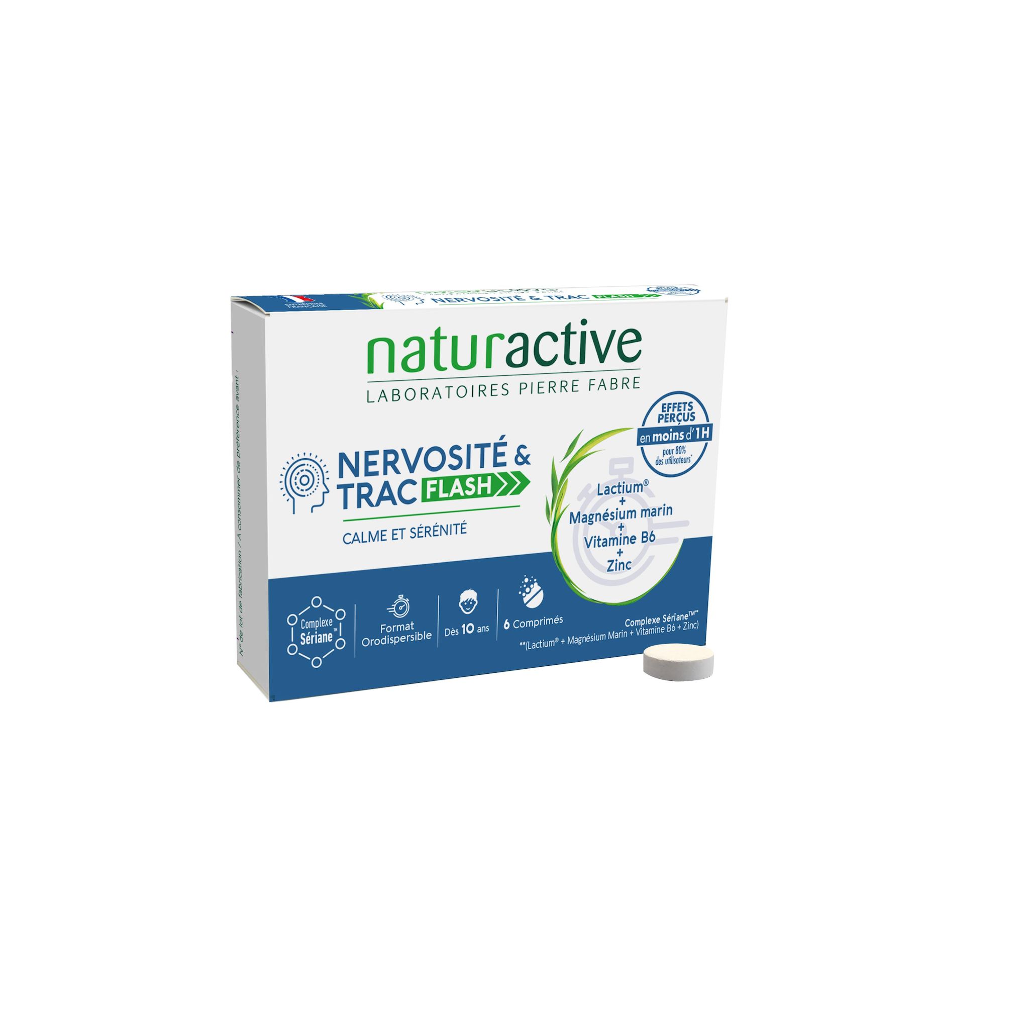 NATURACTIVE Comprimés nervosité et trac flash calme et sérénité 6 comprimés
