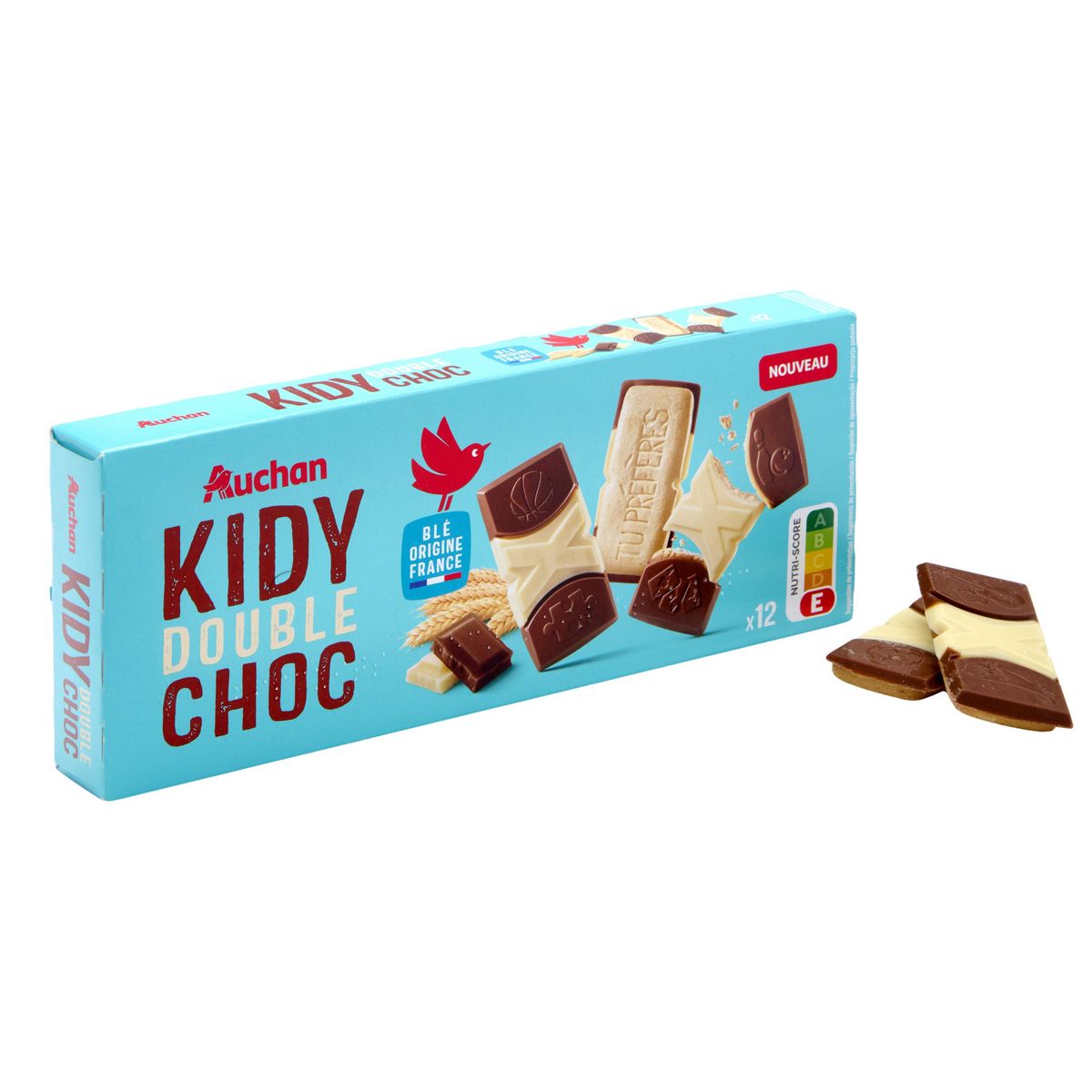 AUCHAN Biscuits Kidy double choc 12 biscuits 150g