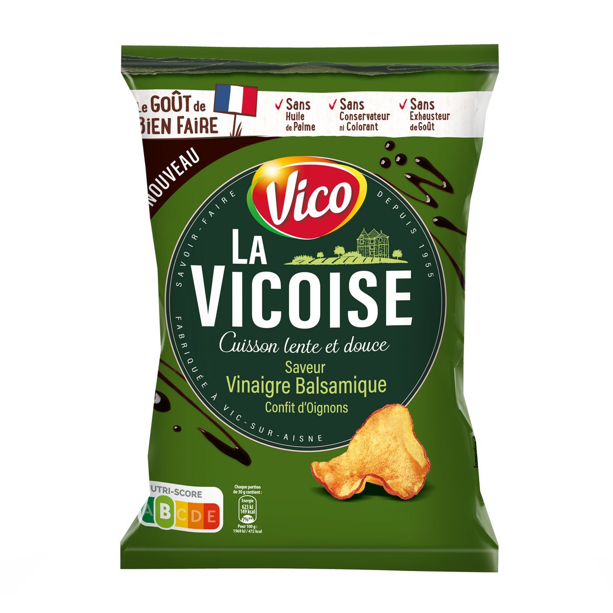 VICO Chips La Vicoise saveur vinaigre balsamique confit d'oignons 120g