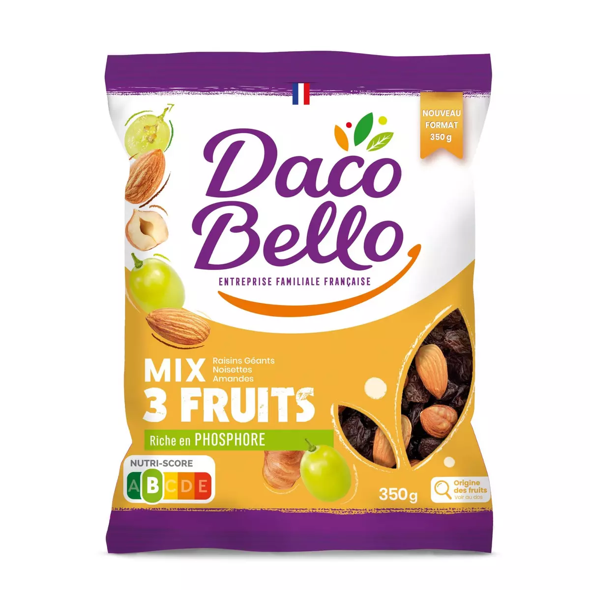 DACO BELLO Fruits sec Mix 3 fruits 350g