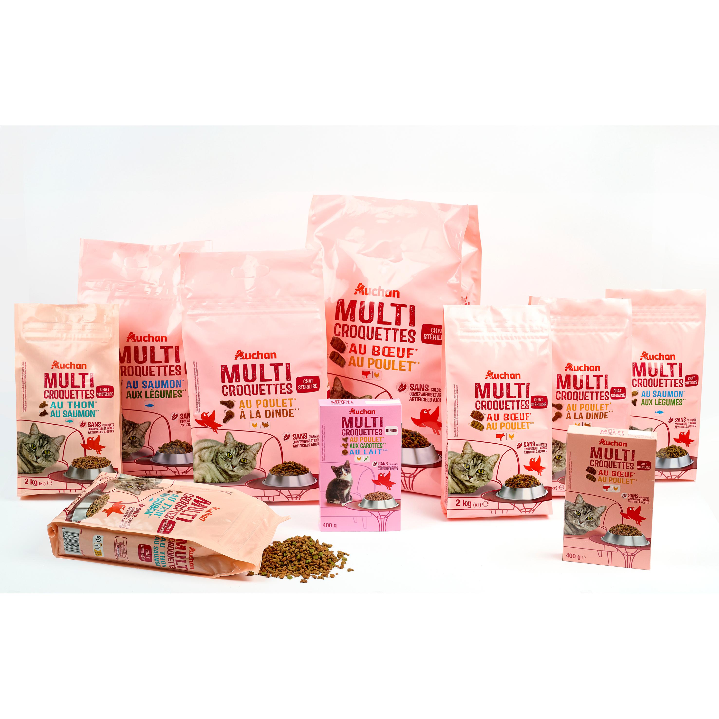 Voir la diapositive 3 : AUCHAN Multi croquettes au saumon et légumes pour chat stérilisé 2kg